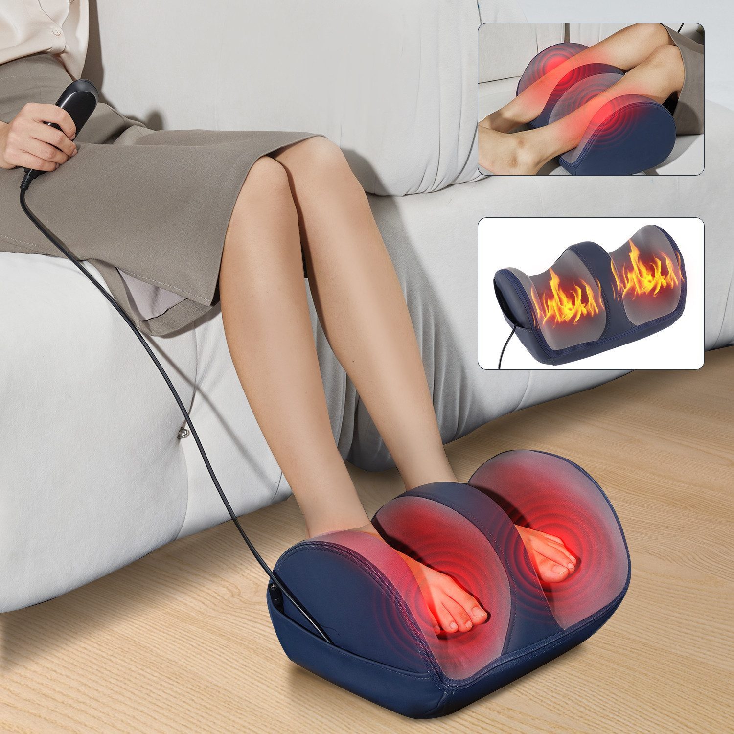 oyajia Fußmassagegerät Intelligentes Fußmassagegerät, 3-in-1-Akupressur-Massagegerät, Heizung, Massagekissen, schmerzlindernd, wiederverwendbar