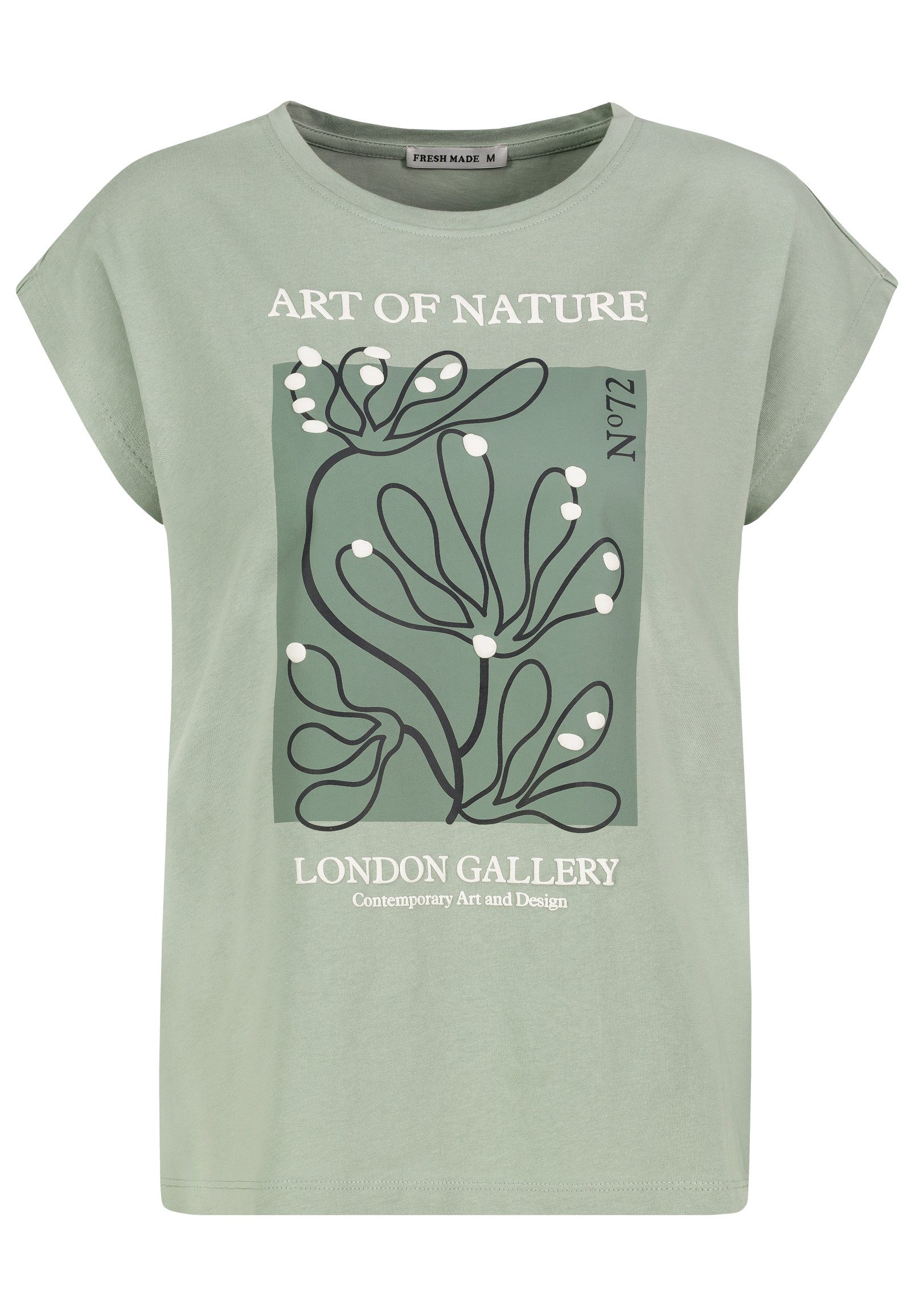 Fresh Made T-Shirt Blumenmuster mit motivierendem Text, Rundhalsausschnitt günstig online kaufen