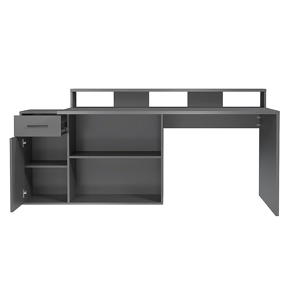 trendteam Schreibtisch Gamer, Büroschreibtisch Eckschreibtisch Möbel Anthrazit 92x160-200x75-115cm