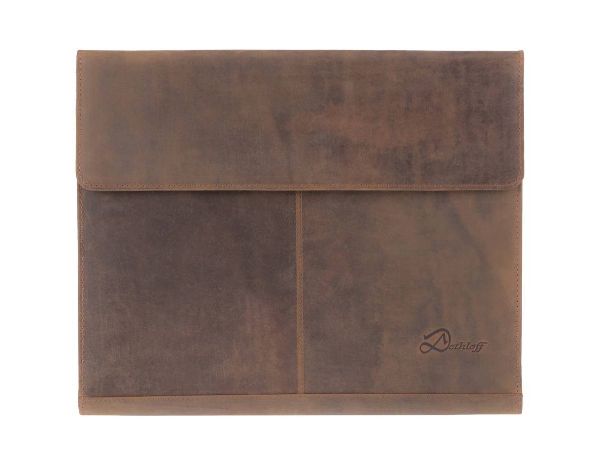 Dethloff Schreibmappe "Leopold" Leder A4 Fächermappe 33x26x6cm, Antwaltsmappe, Konferenzmappe, braun antik