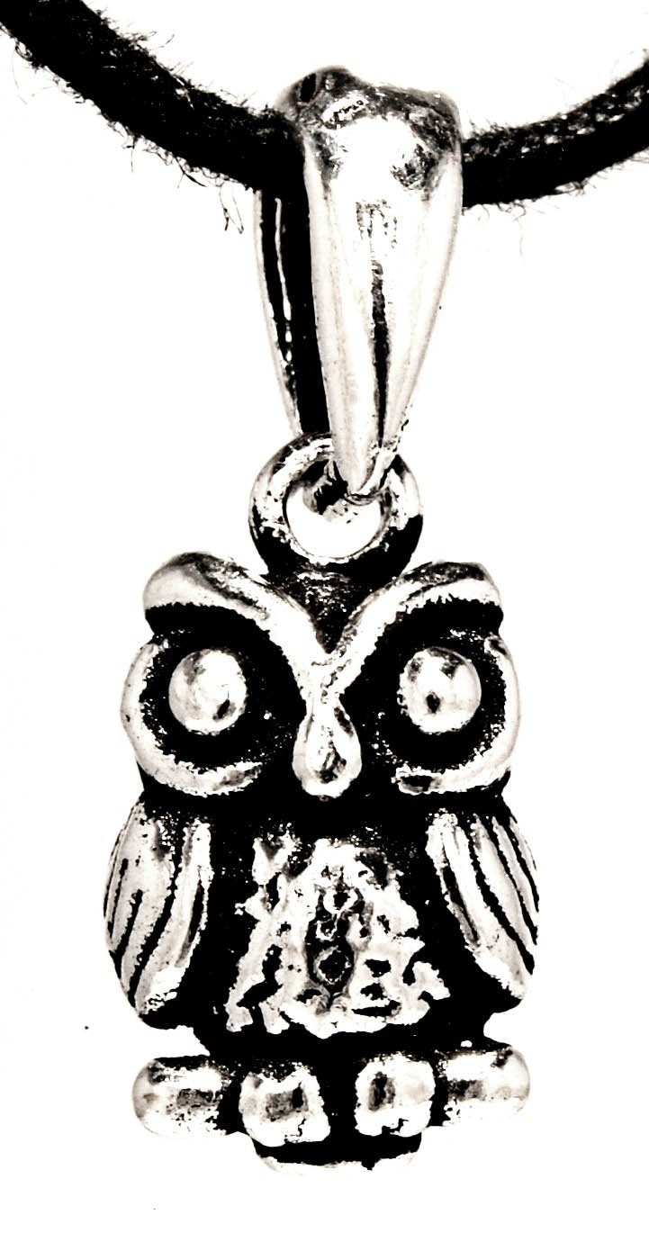 Sterling Flügel Silber Eule Kiss Owl Anhänger Uhu of 925 Kettenanhänger Eulen Leather