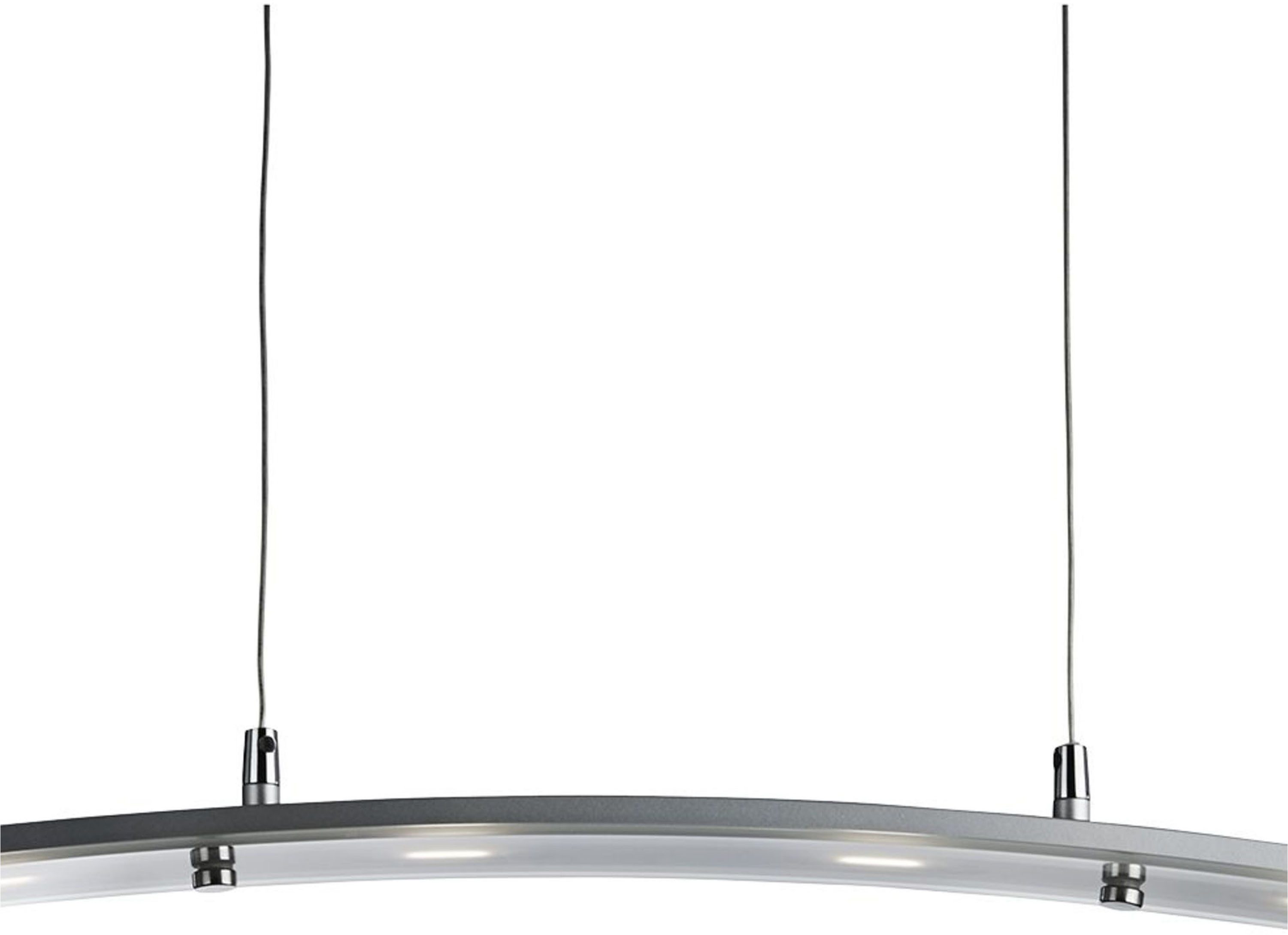 Searchlight Hängeleuchte Curve 4Lt Pendant - Satin Silver Metal & Frosted Glass, LED fest integriert, Warmweiß