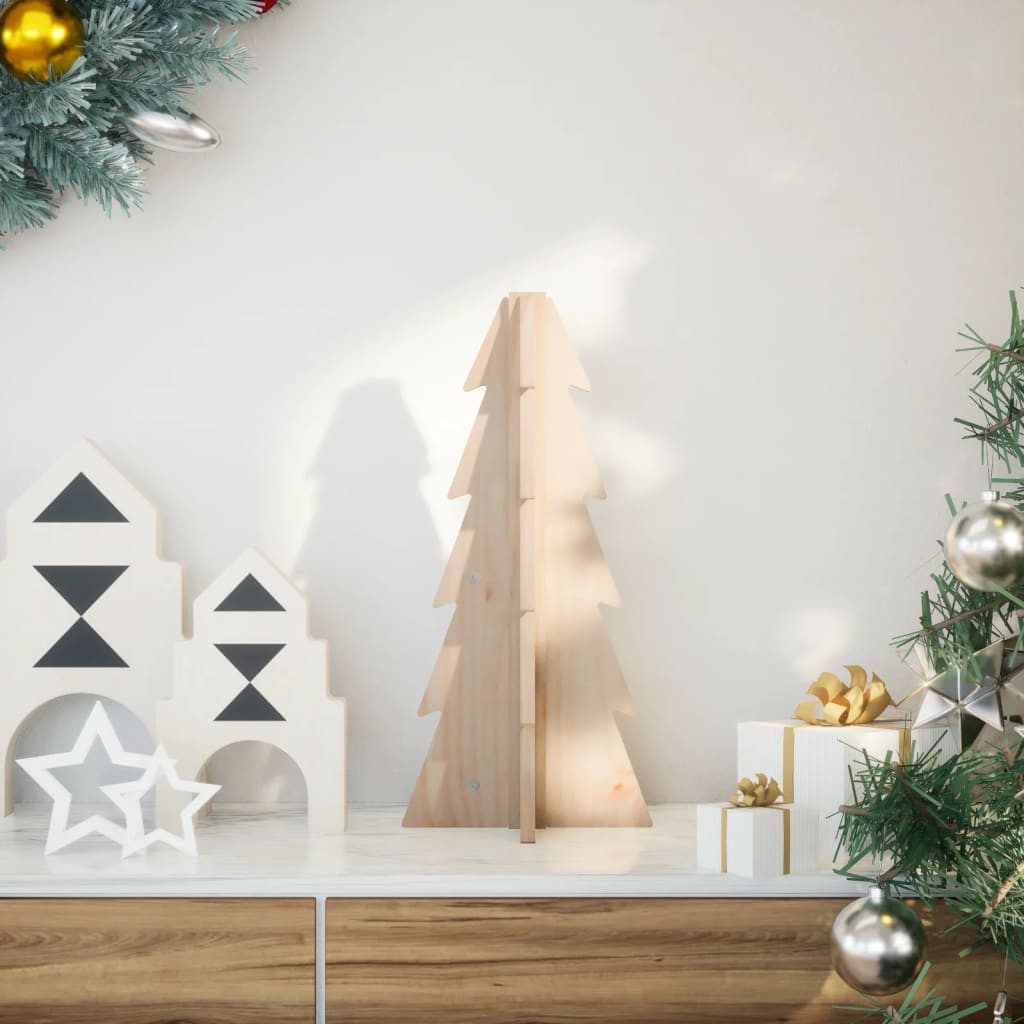 vidaXL Künstlicher Weihnachtsbaum Weihnachtsbaum Holz zum Schmücken 49 cm Massivholz Kiefer