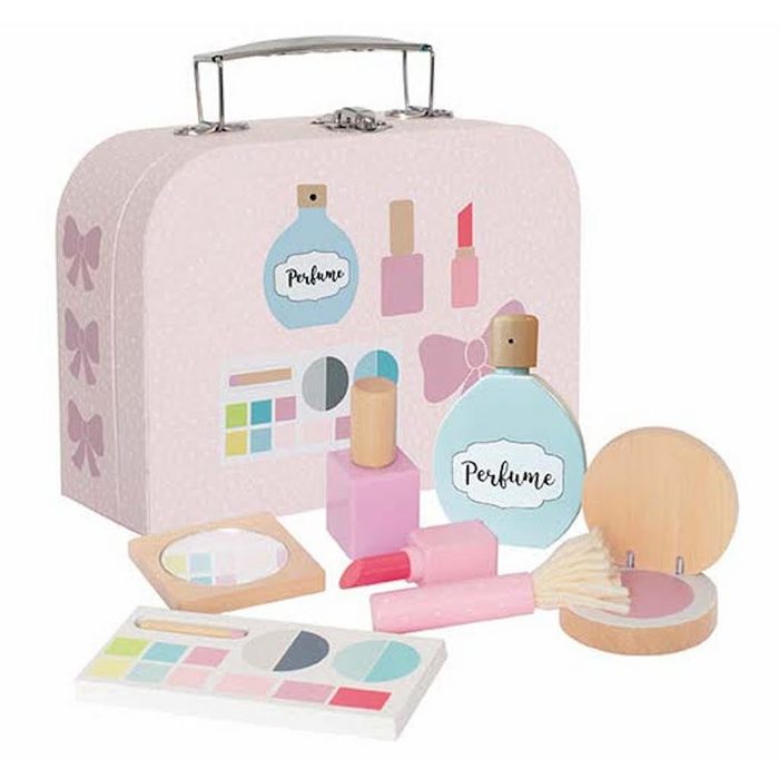 JaBaDaBaDo Spielzeug-Frisierkoffer MakeUp Bag Schminkköfferchen in pink mit Accessoires aus Holz