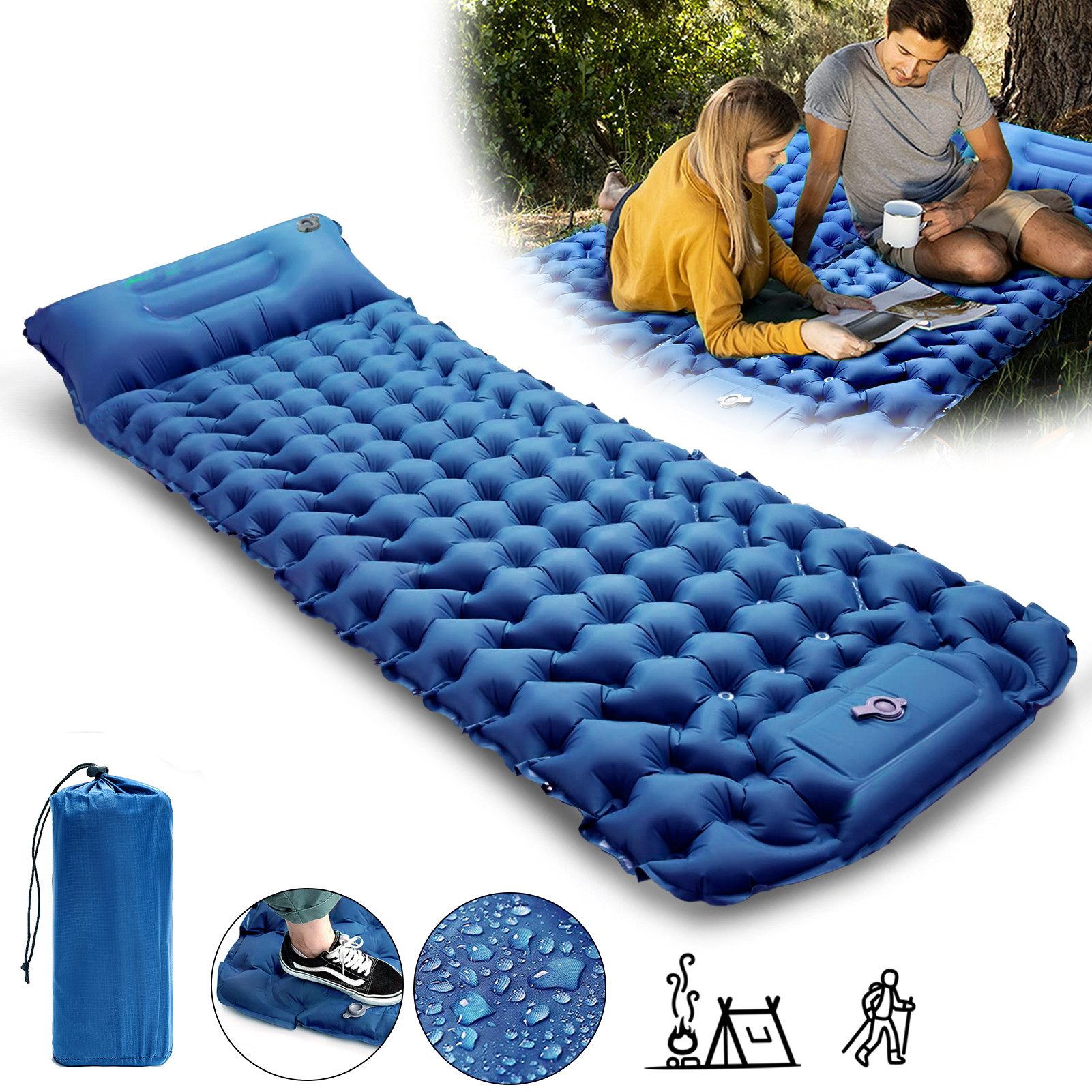 Alu Isomatte Camping 195x180cm - Doppelseitige Thermofolie, Wasserdicht