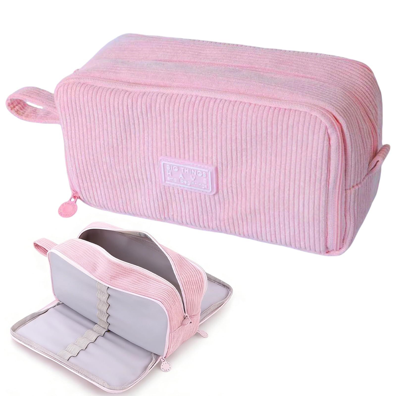 Diwzbyn Federmäppchen aus Cord-Stoff Federtaschen Mäppchen mit 3 Fächer Schulmäppchen, Große Kapazität Stiftetasche Pencil Case für Schule & Büro