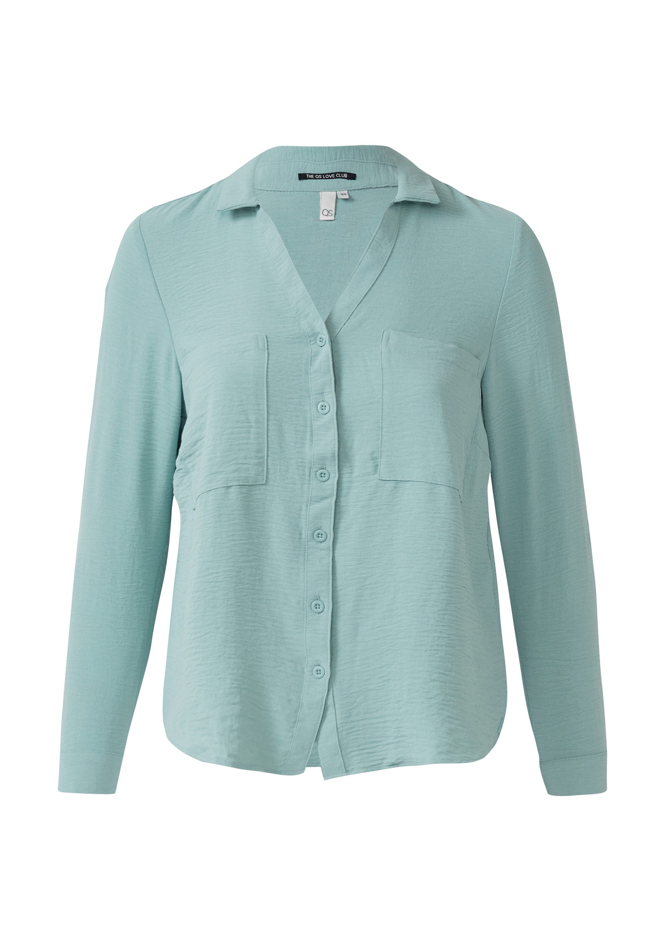 QS Langarmbluse Bluse Crêpebluse mit Turn-up-Ärmel günstig online kaufen