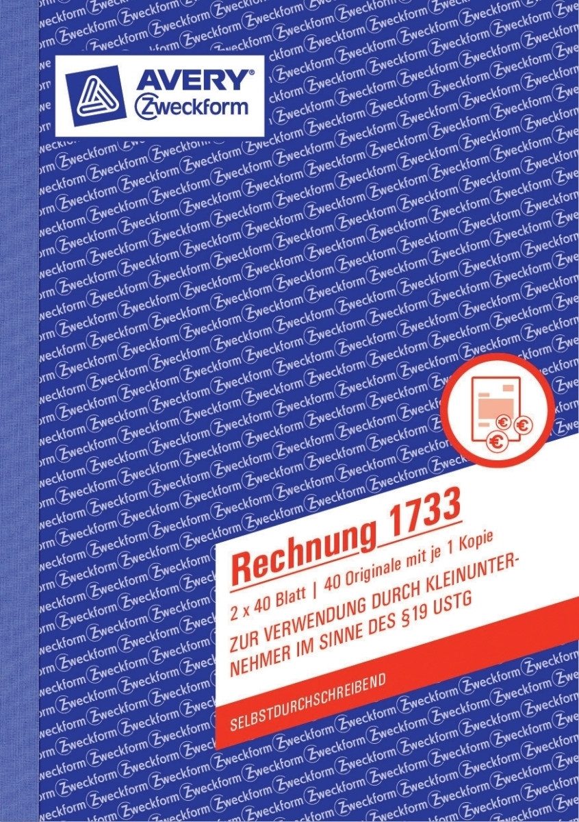 Formularblock Rechnung Kleinunternehmer selbstdurchschreibend A5 2x40 Blatt.