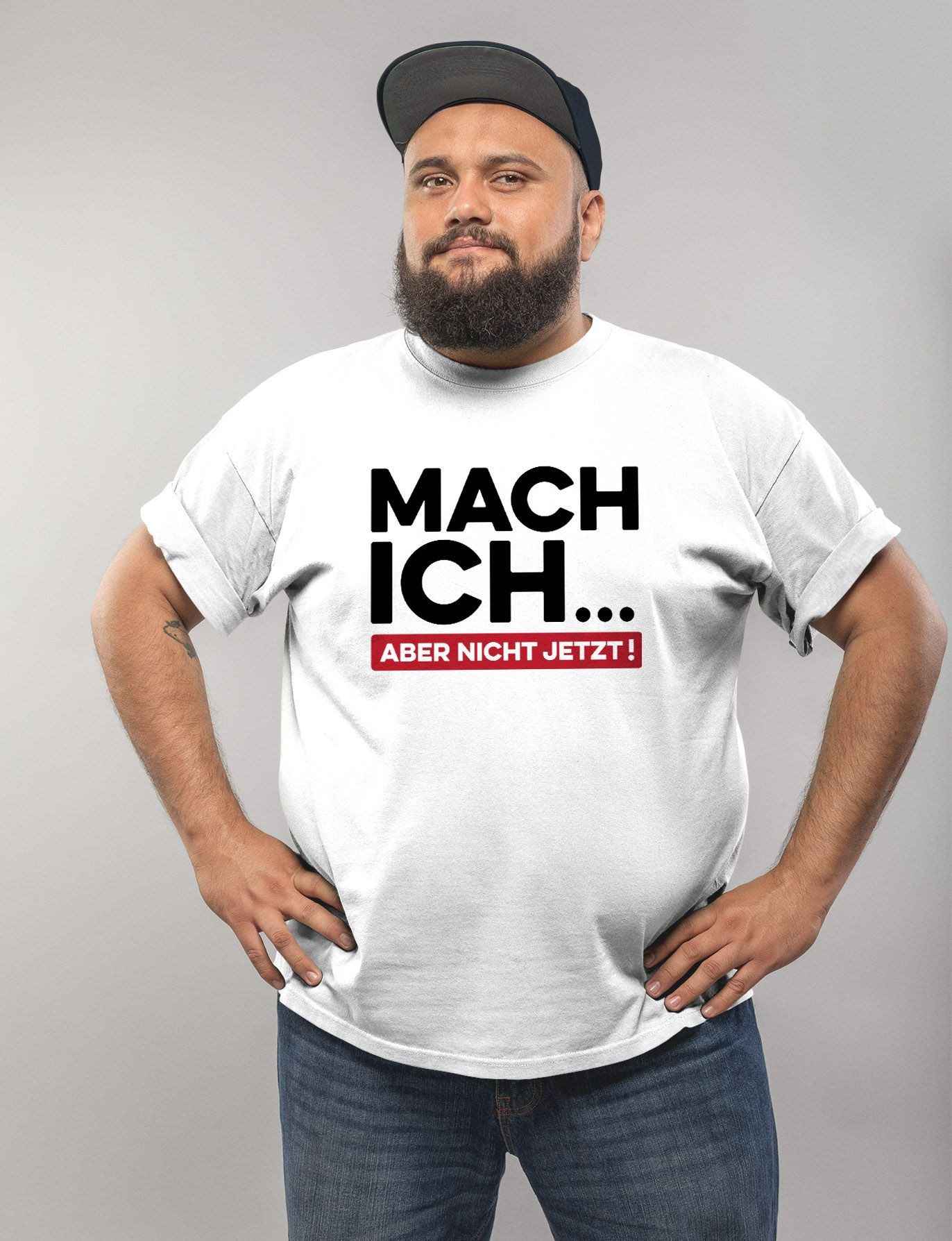 MoonWorks Print-Shirt Herren T-Shirt Spüche lustig Arbeit Mach ich...aber nicht jetzt mit Print