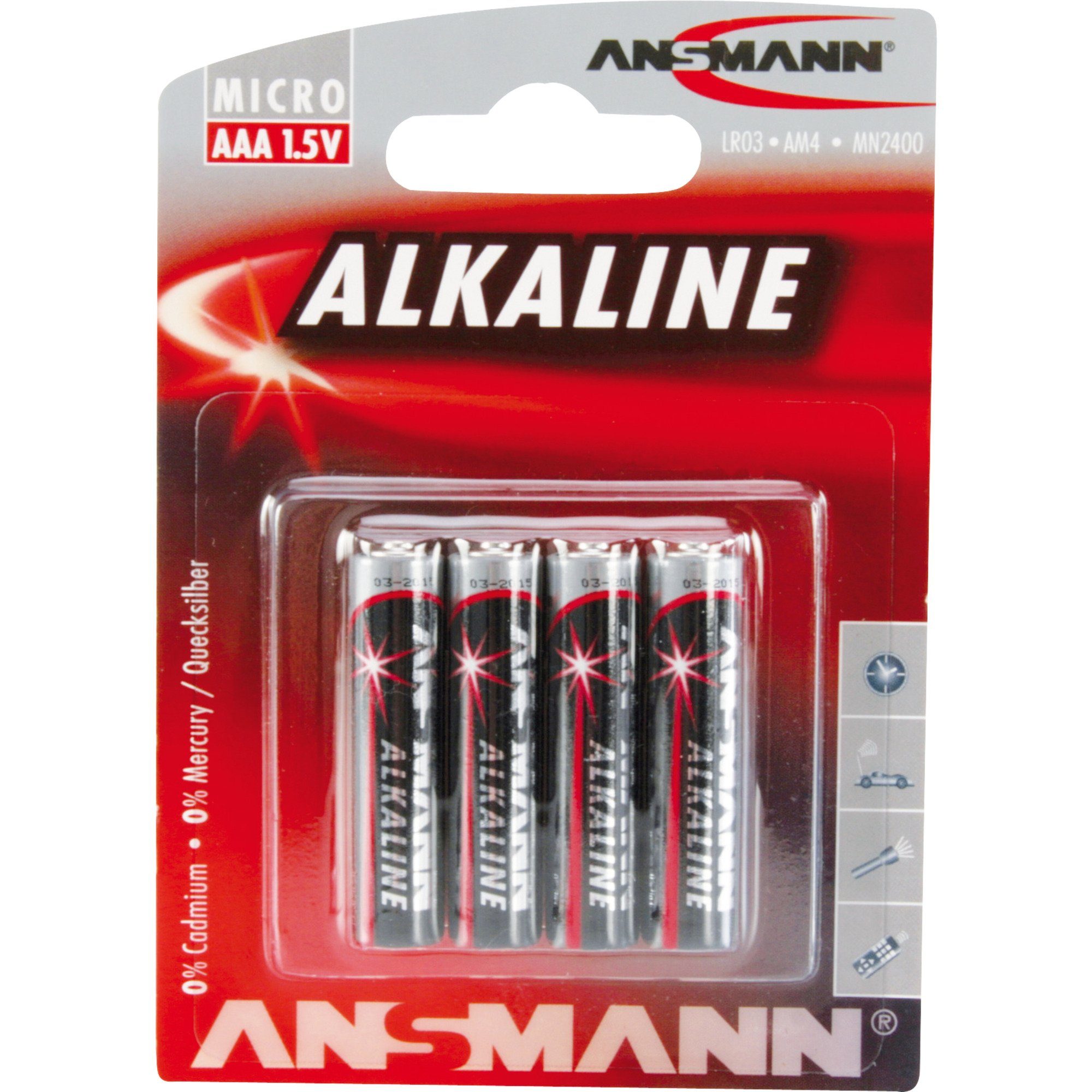 Ansmann Alkaline Red, Batterie, (4 Stück, AAA) Batterie