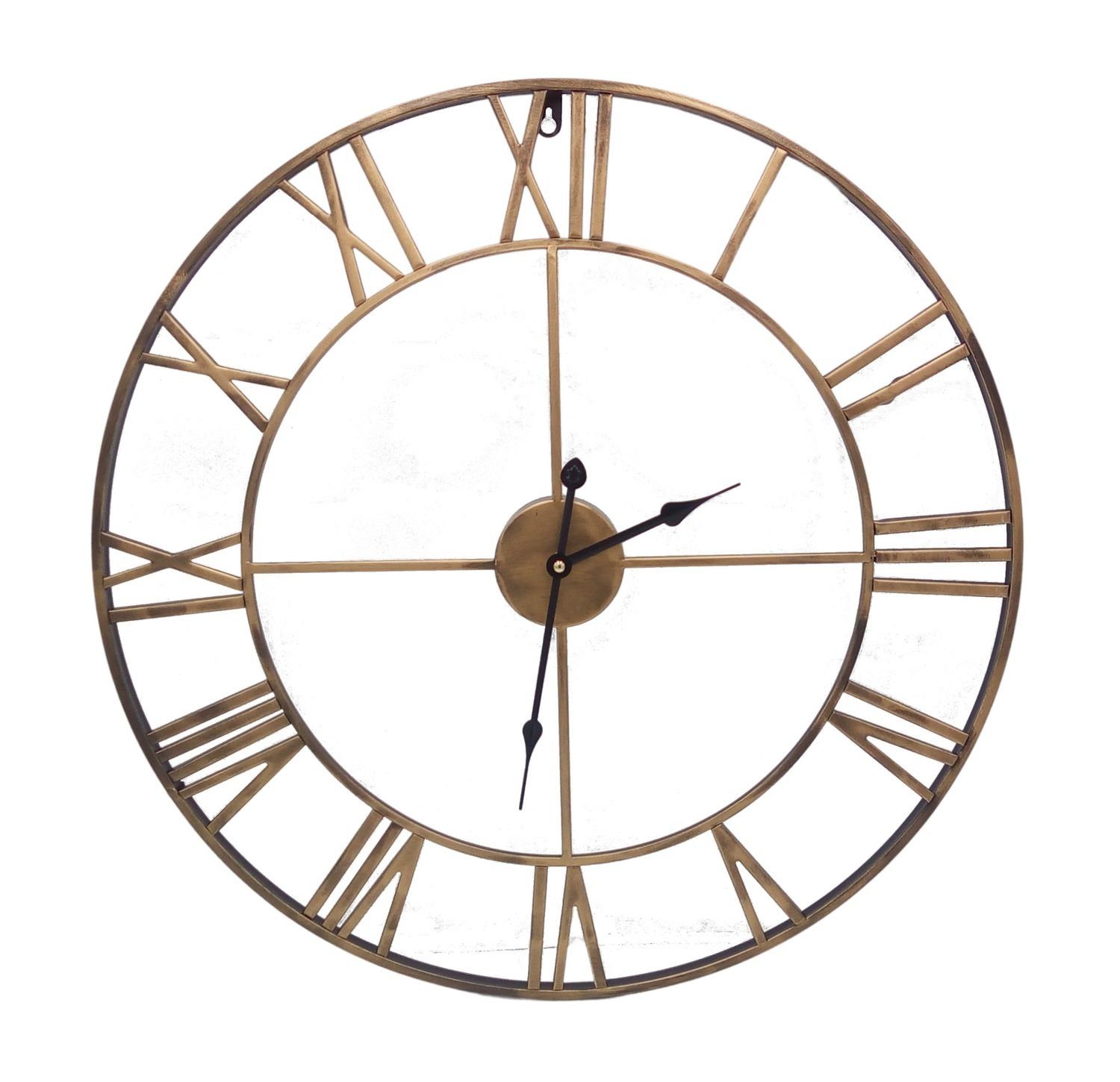 BURI Wanduhr Metall-Wanduhr 60cm Bronze Küchenuhr Wohnzimmeruhr Retro Vintage Antik