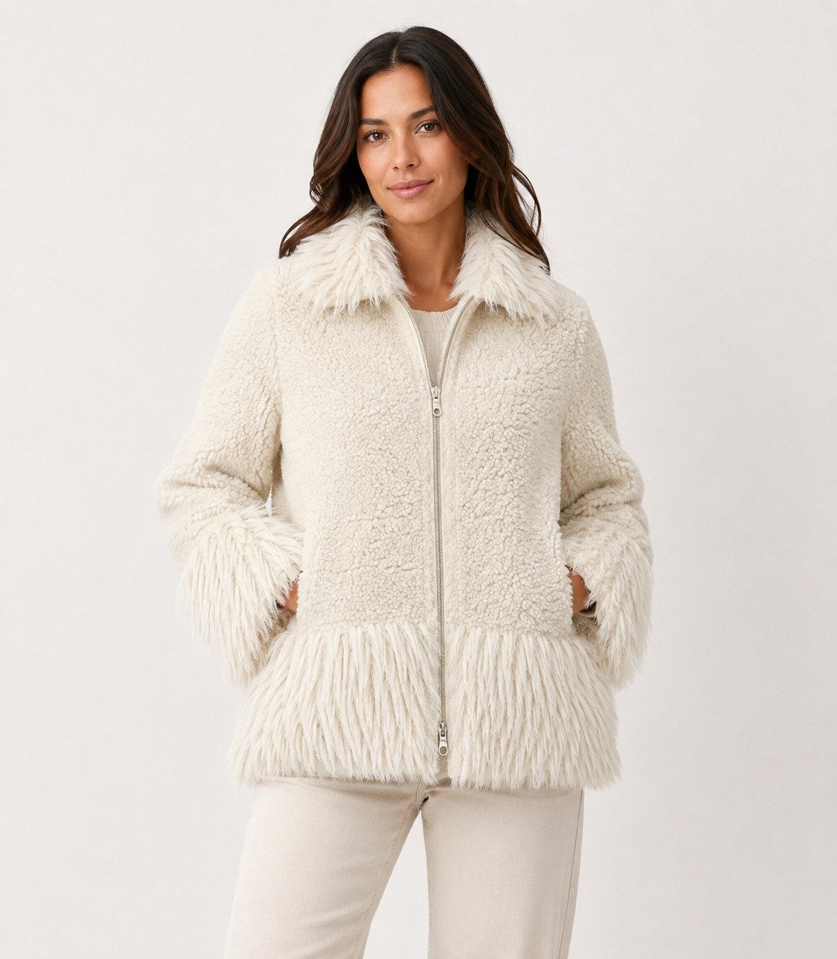 MILESTONE Fellimitatjacke MSRaya im extravaganten Fake Fur Look