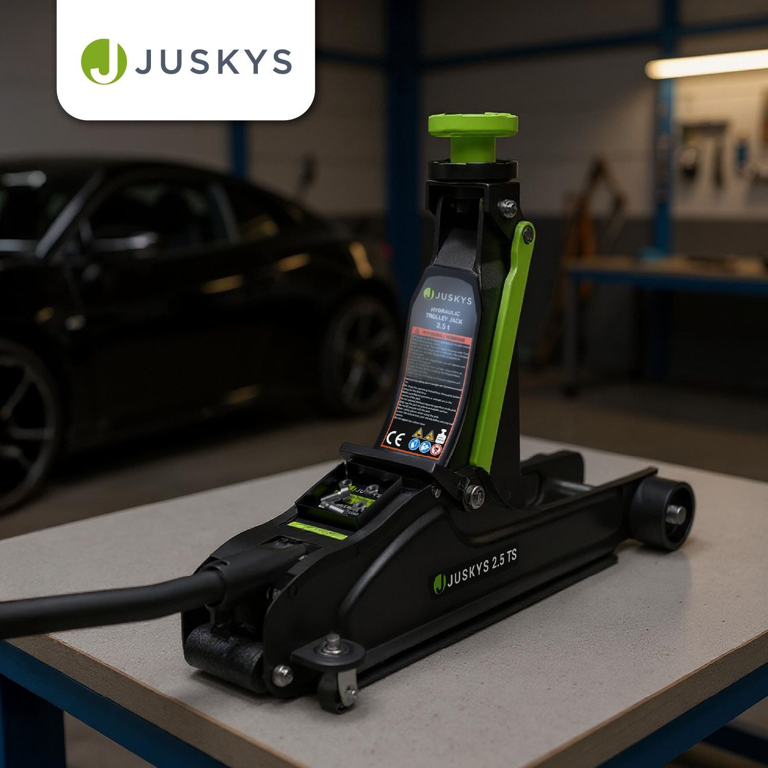 Juskys car jack, max. lifting height: 39 cm, up to 2.5 t, with accessories & gloves, lifting range up to 390 mm, for cars