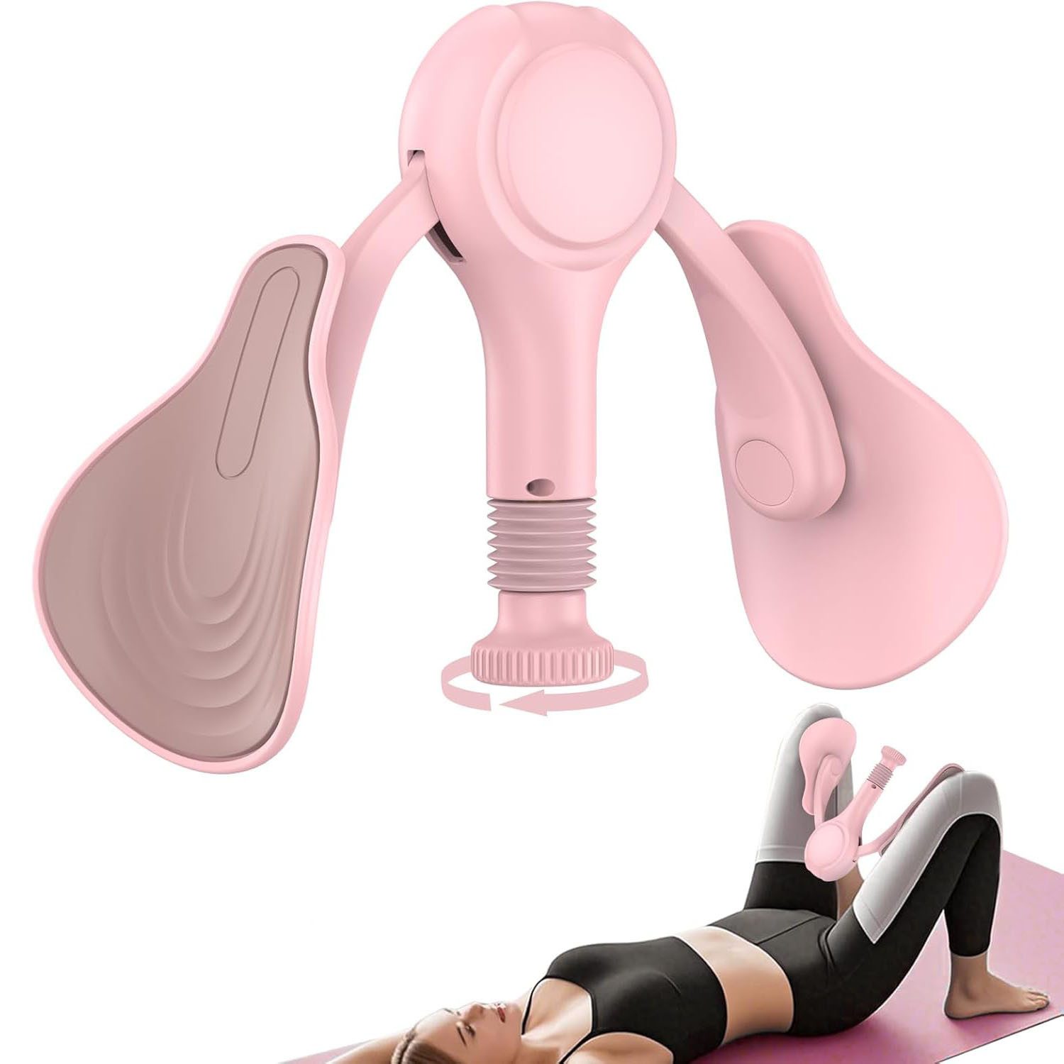 HEYHIPPO Beckenbodentrainer Oberschenkeltrainer 15×26 cm, Beckenboden & Po-Trainer für Damen, Packung, Beinwiderstandsgerät mit Feder, verstellbar, leicht 650g, für Training, Beckenbodentrainer für Damen, Oberschenkel- und Po-Training, Rosa