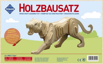 Pebaro 3D-Puzzle Holzbausatz Tiger, 859/1, 57 Puzzleteile