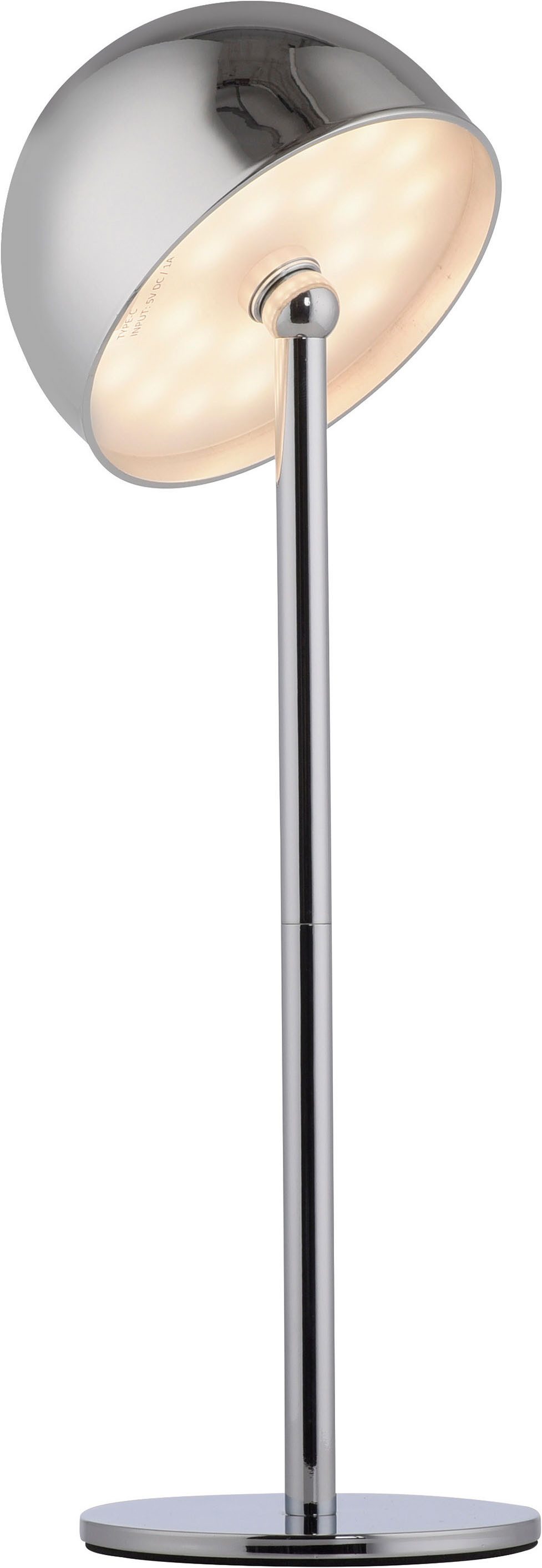 OTTO home Tischleuchte Akku Tischlampe Gerrin Indoor Outdoor, magnetischer Flaschenaufsatz, Dimmfunktion, Memoryfunktion, LED fest integriert, Warmweiß, Pilzlampe Flaschenaufsatz, Regulierung der Lichtstärke, Pilz, Lampe