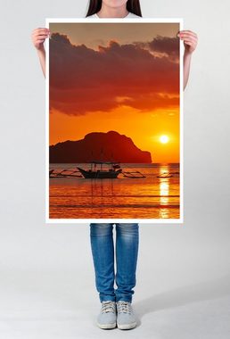 Sinus Art Poster Boote bei Sonnenaufgang Palawan Philippinen 60x90cm Poster