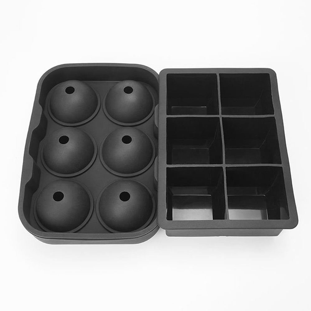 Metamorph Eiswürfelform Riesen Quader und Kugel Eiswürfelform Set 12-fach, Dieses Eiswürfel Silikonformset besteht aus einer 6-fach Quader-Form