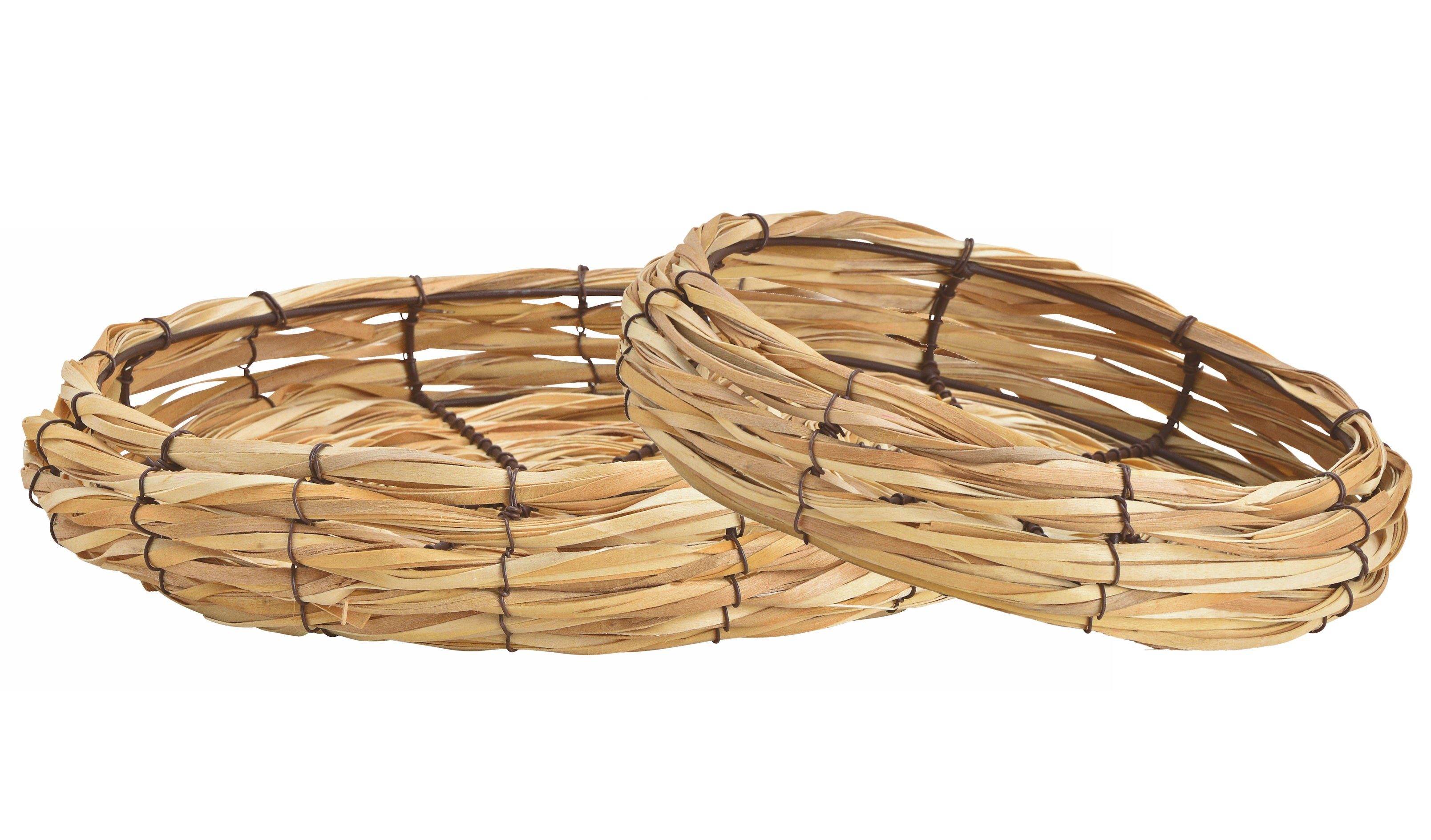 Dekoschale Holz Flecht Schale rund - 2er Set / Ø 26 cm/33 cm