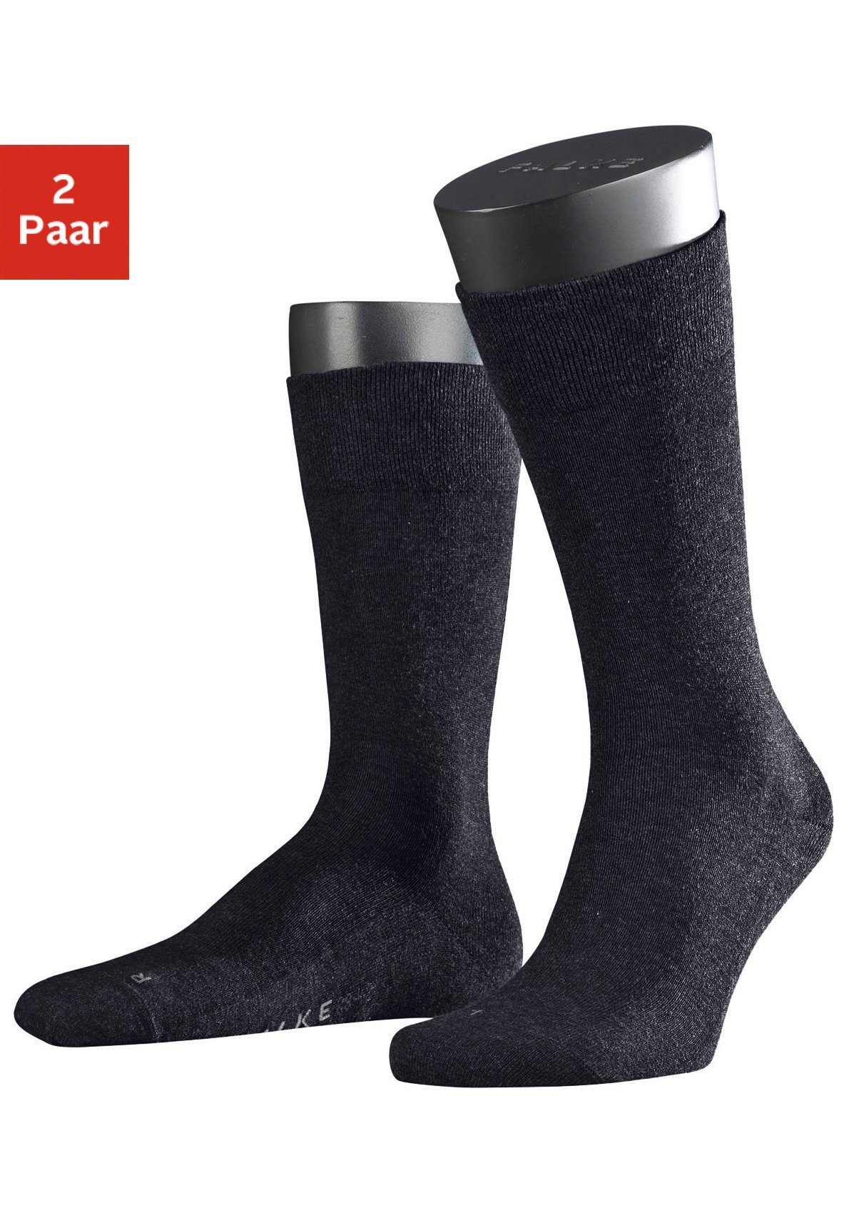 FALKE Socken Sensitive London (2-Paar) mit sensitve Bündchen ohne Gummi schwarz