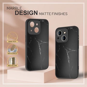 Nalia Smartphone-Hülle Apple iPhone 14, Hartglas Hülle Marmor-Optik / 9H Tempered Glass / Robust / Marble Case