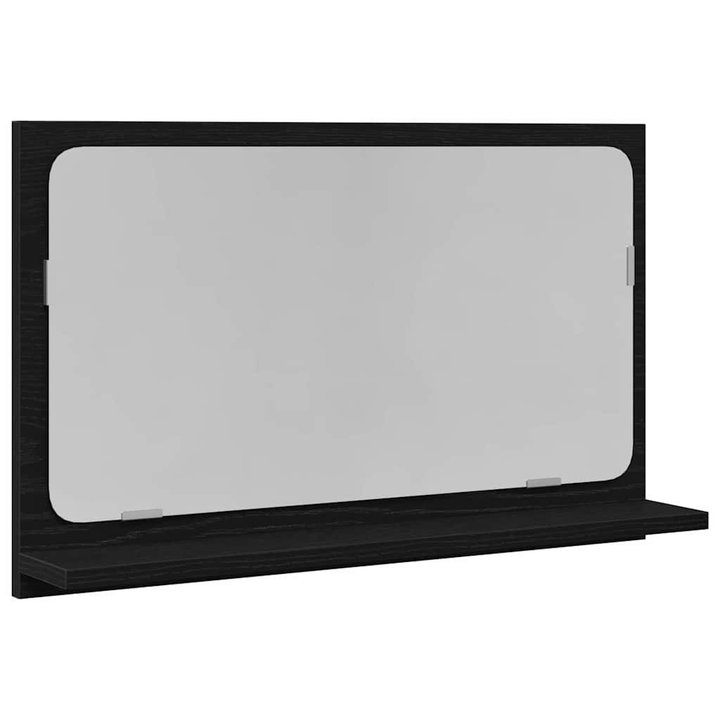 vidaXL Badspiegel, Spiegelablage mit Regal Schwarz Eichen-Optik 60 x 10,5 x 37 cm
