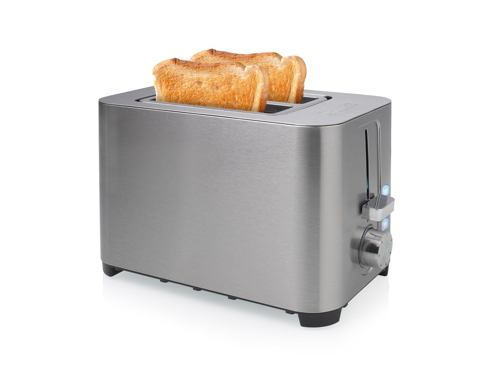 PRINCESS Toaster, Doppelschlitz, 850 W, 2 Scheiben Edelstahl Toastmaschine Mini Toster mit Brötchenaufsatz