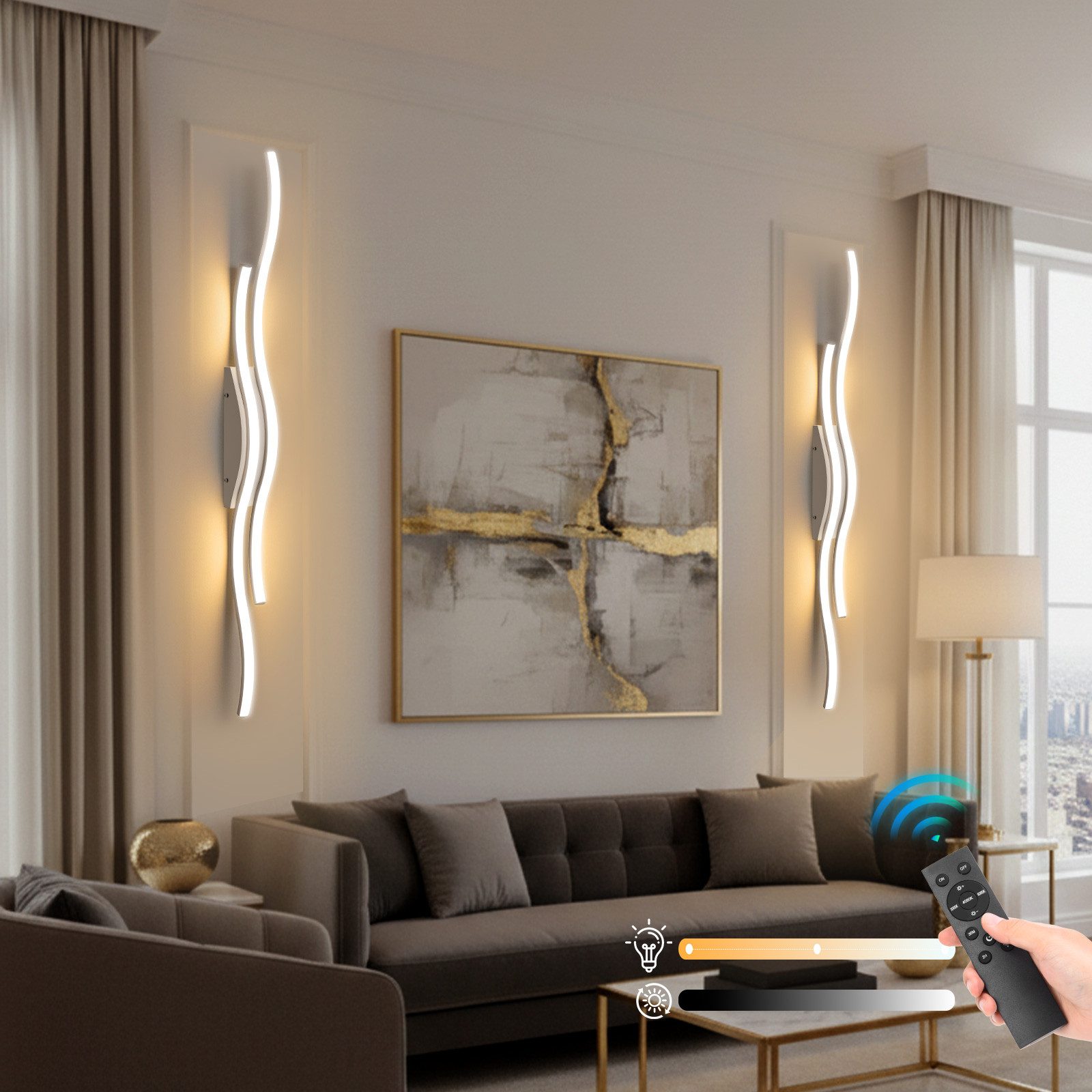 Lapalife Wandleuchte LED Dimmbar Akku Wandleuchte mit Fernbedienung, Kabellose, 3000K-6000K, 10000mAh mit Timing Nachttischlampe für Wohnzimmer