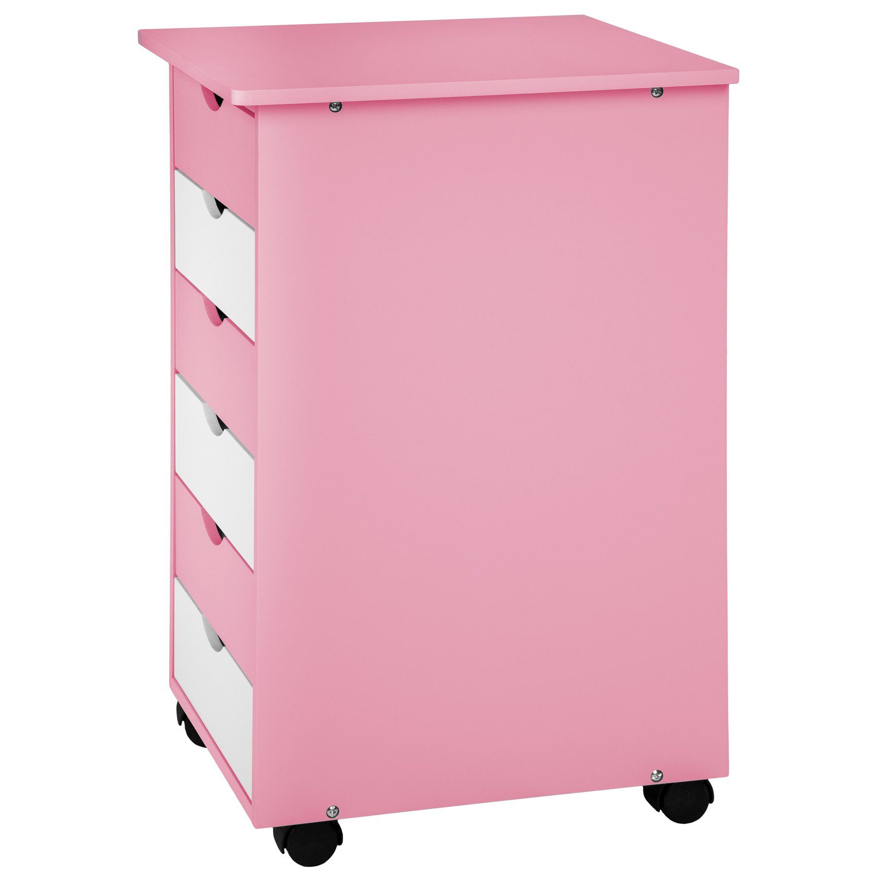 tectake Kinderschreibtisch Schreibtisch höhenverstellbar rosa 2 (1-St., Rollcontainer tlg) und