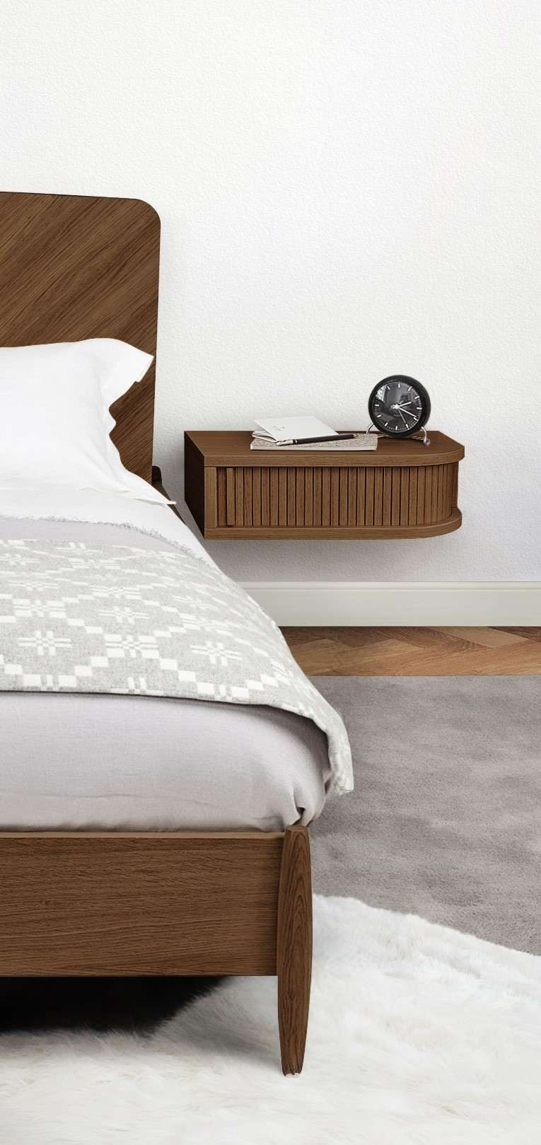 Woodman Nachttisch Farsta, Nako, Nachtkommode (Made in Europe), in 3 Farben, mit Tambourschiebetüren, mit Eichenholz furniert, FSC®