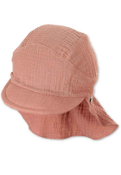 Sterntaler® Beanie Schirmmütze Nackenschutz uni (1-St) Schirmmütze Baby - Mütze mit Nackenschutz aus Musselin und UV-Schutze 50+ Kinderhut in Dunkelgrün, Hellblau, Hellrot oder Zartrosa - Baby Hut Jungs