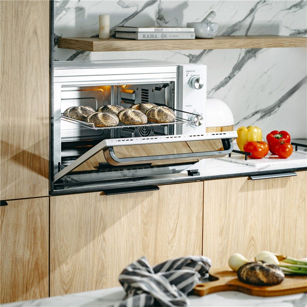 ADLER EUROPE Minibackofen AD 6027 Elektrobackofen mit Umluft, Drehspieß, Grillfunktion, Mini Backofen, Timer, Innenbeleuchtung 48 L weiß