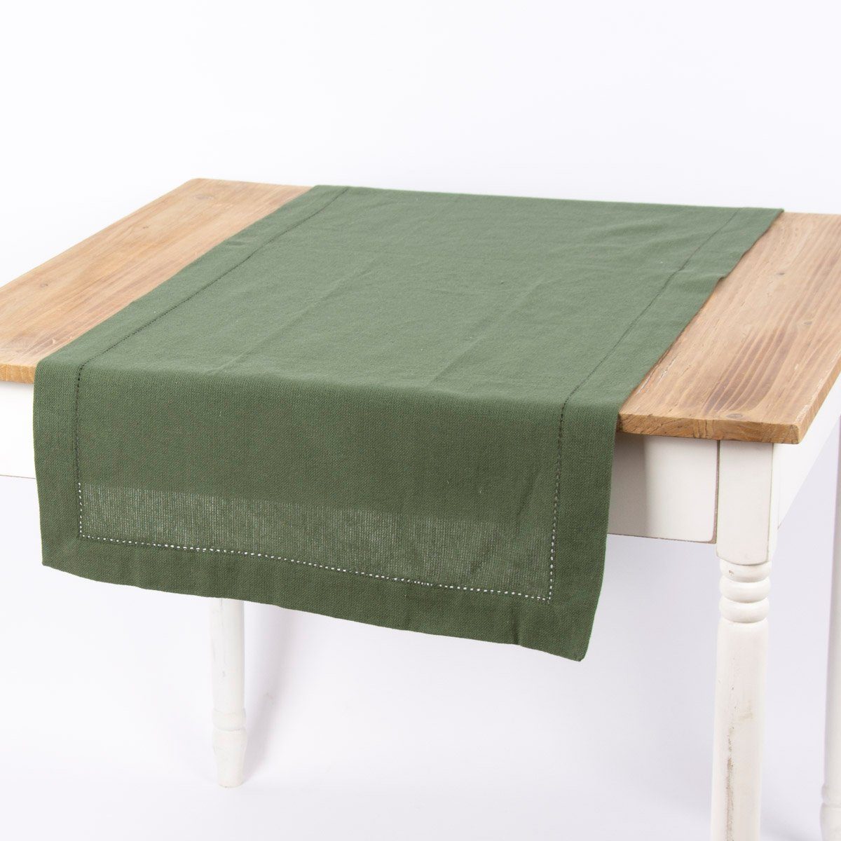 Tischläufer Linen 50x140cm einfarbig grün Tischläufer More & LEBEN. Indi army SCHÖNER
