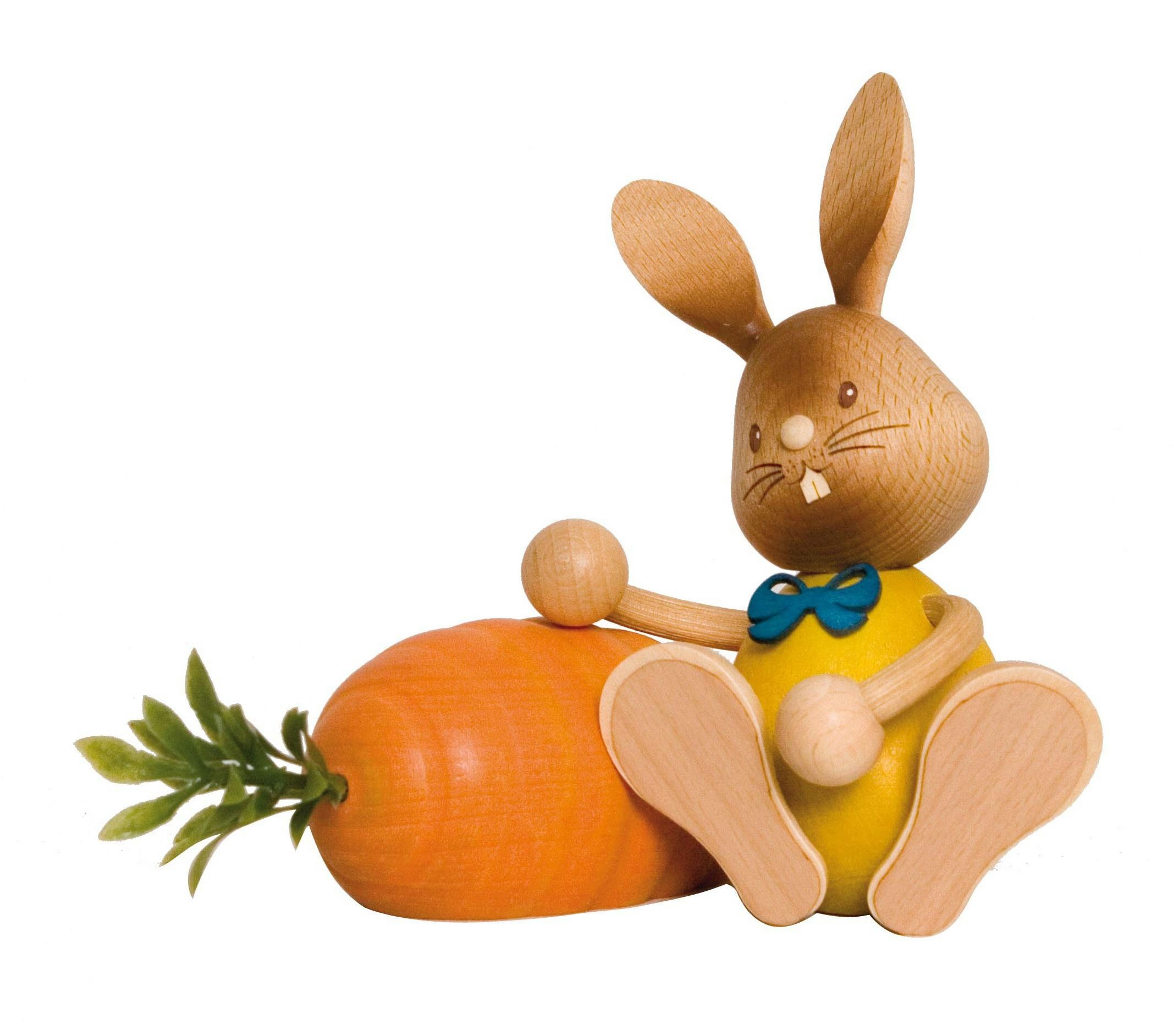 Kuhnert Osterhase Kuhnert Stupsi Hase mit Möhre, Erzgebirgische Holzkunst