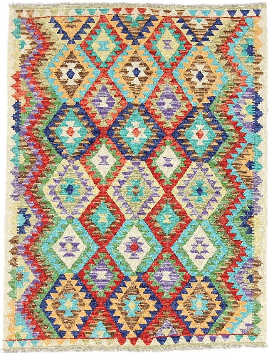 Orientteppich Kelim Afghan 134x175 Handgewebter Orientteppich, Nain Trading, rechteckig, Höhe: 3 mm