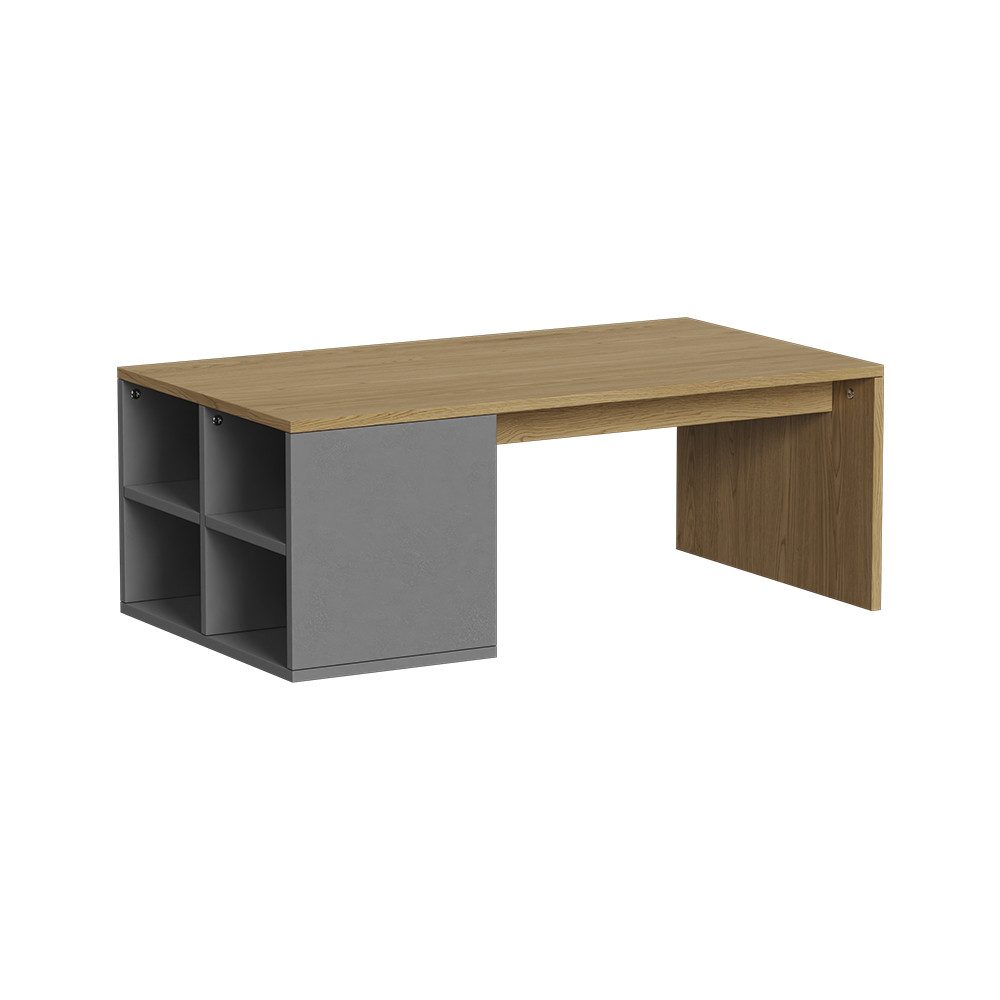 Vicco Couchtisch Kivo, Anthrazit/Eiche/Eiche, 90 x 50 cm mit 4 offenen Fächern (1-St)