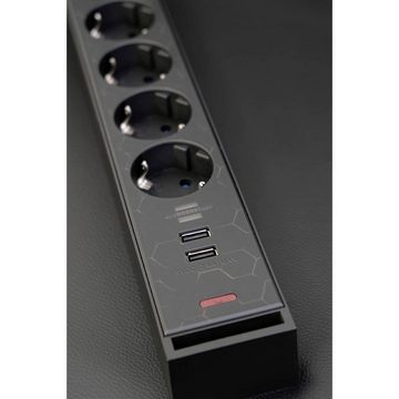 Brennenstuhl Gaming Steckdosenleiste GSL 05 5-fach mit 2 Steckdosenleiste, mit USB-Ladeausgang, mit Schalter