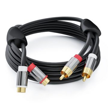 deleyCON deleyCON HQ Cinch Verlängerungs Kabel [1m] 2x RCA Cinch Buchse zu 2x Audio- & Video-Kabel