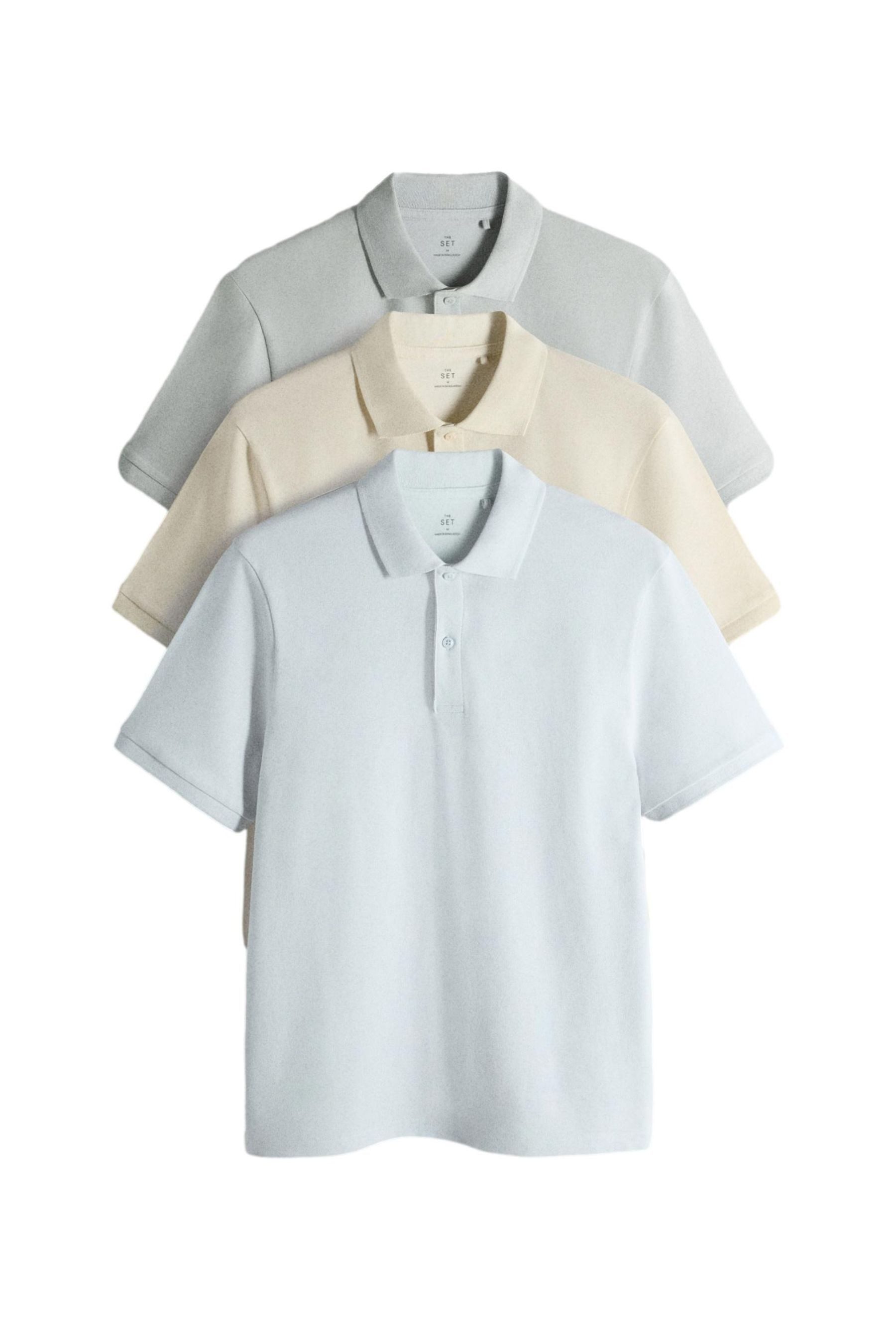 The Set Poloshirt The Set Poloshirts aus Baumwollpiqué, 3er-Pack (3-tlg)