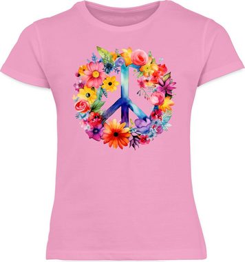 Shirtracer T-Shirt Peacezeichen Peace-Symbol Hippie Frieden 60er 70er Flow Power Flowerpo Statement