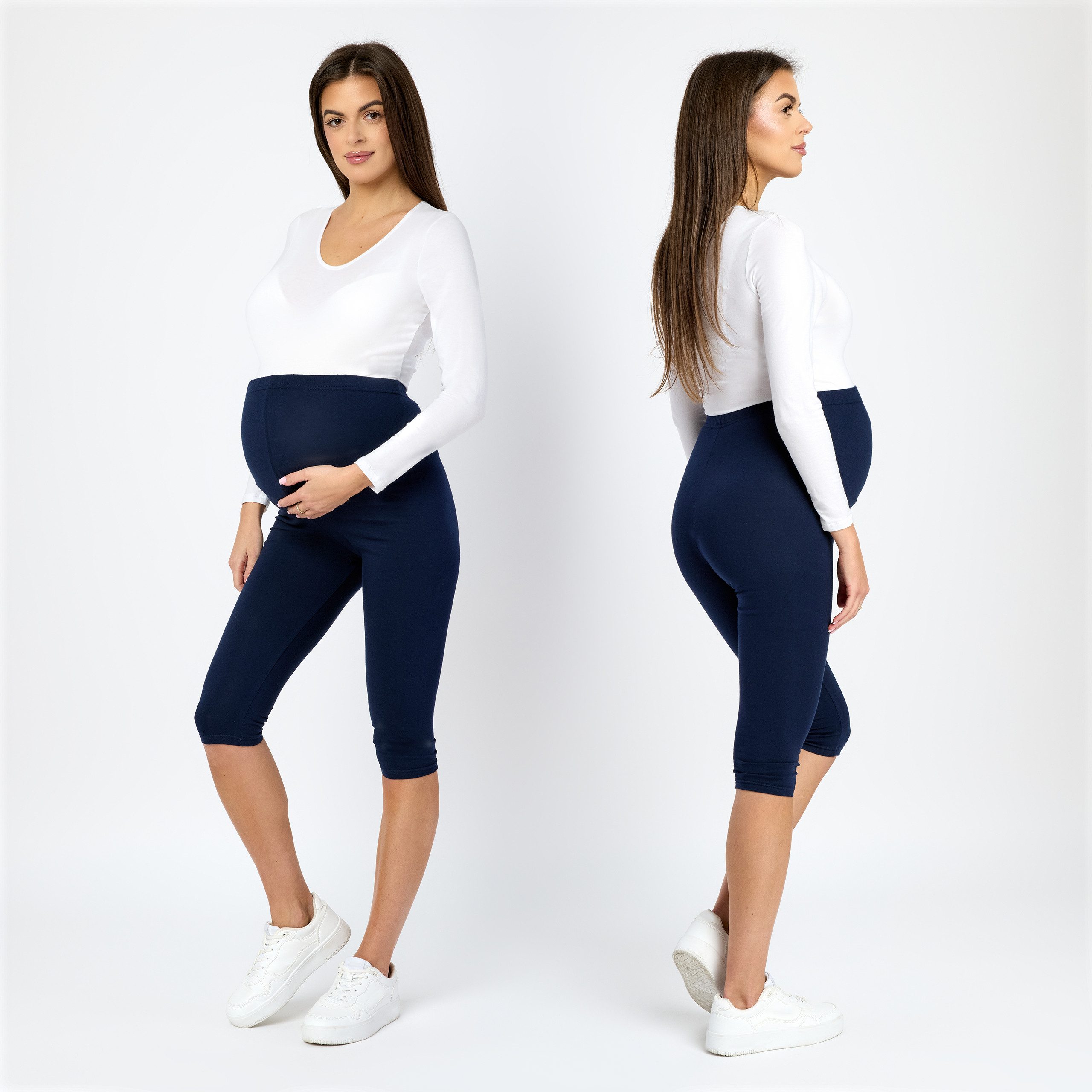 Be Mammy Umstandsleggings 3/4 Umstandhose BE20-229 (1-tlg) aus Baumwolle