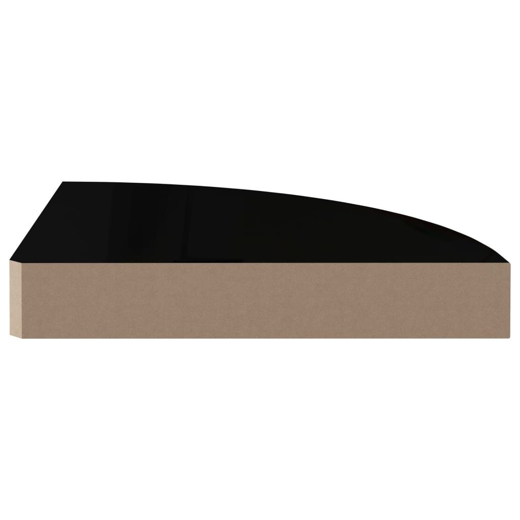 Stk. MDF Eck-Schweberegale furnicato 2 cm Hochglanz-Schwarz 25x25x3,8 Wandregal