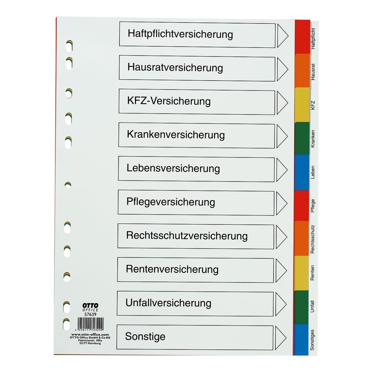 Otto Office Aktenordner, Register Versicherungen, DIN A4 überbreit, 10-tlg., Kunststoff
