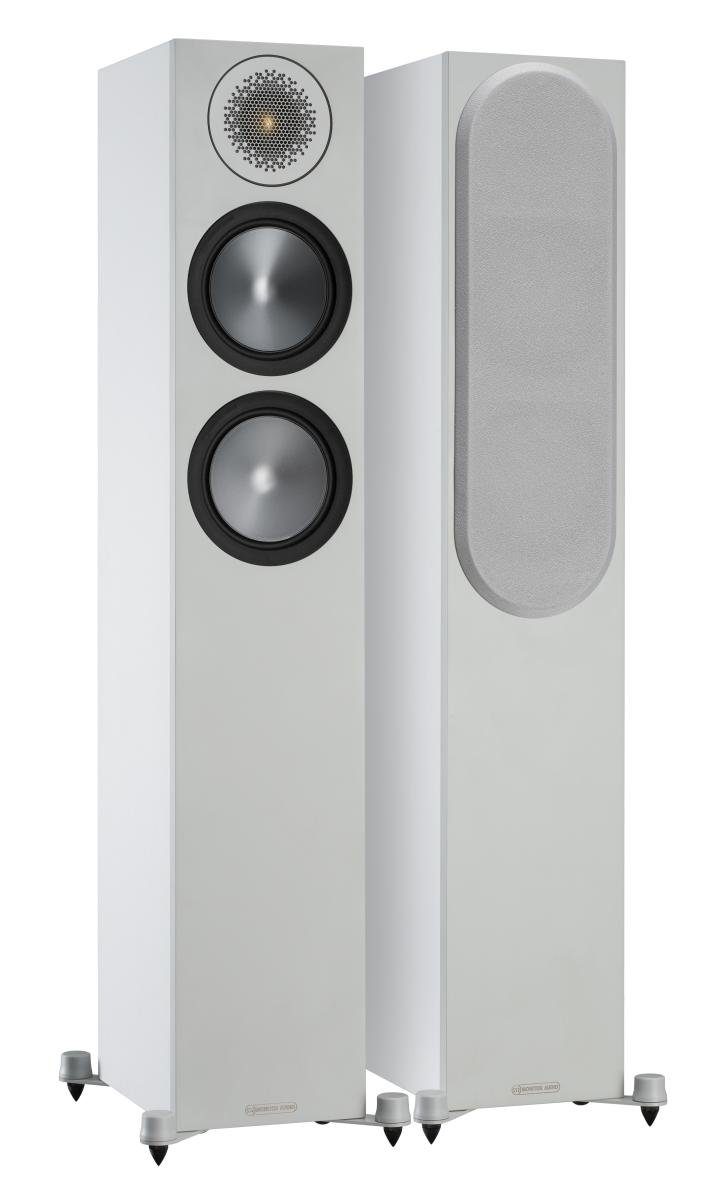 MONITOR AUDIO Monitor Audio Bronze 200 Standlautsprecher 6G Weiß Grau Paar Stand-Lautsprecher (passive Lautsprecher, 120 W, Standlautsprecher, inklusive Lautsprecherabdeckung)