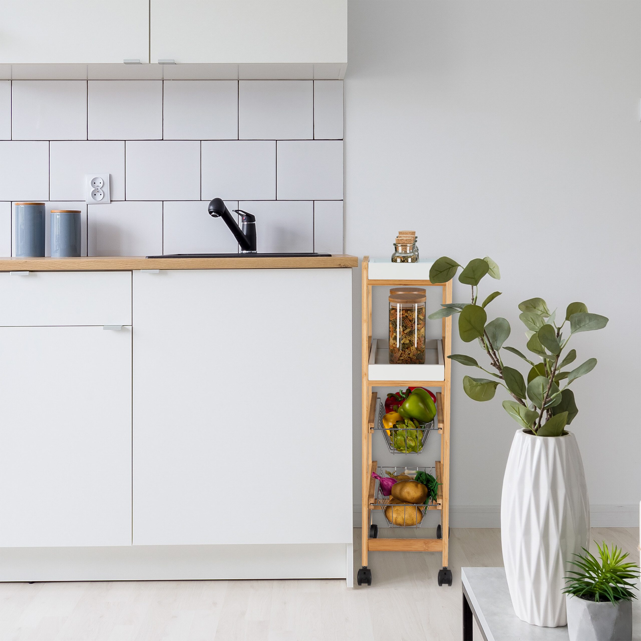 relaxdays Küchenregal Nischenwagen 4 Ebenen günstig online kaufen