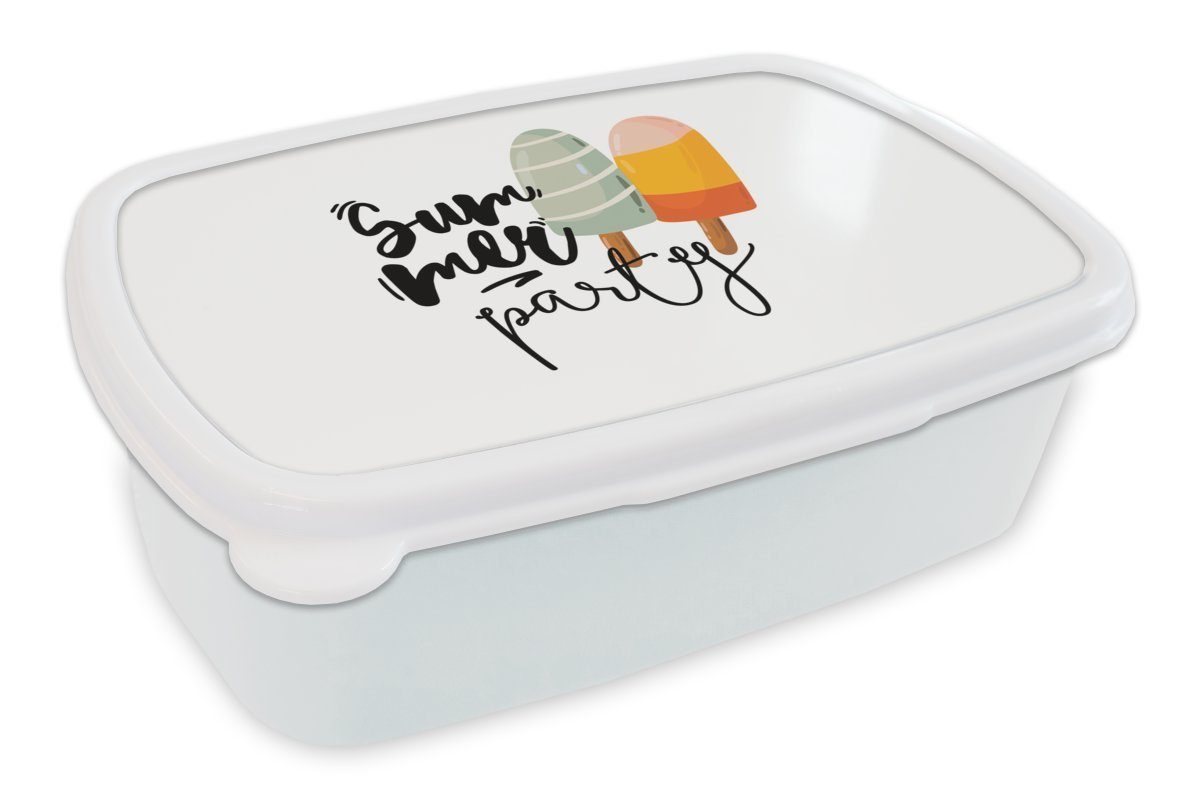 - für Kinder MuchoWow Eiscreme Erwachsene, - für und weiß Brotbox Lunchbox Jungs Sommer Mädchen Brotdose, (2-tlg), Kunststoff, und Grau,