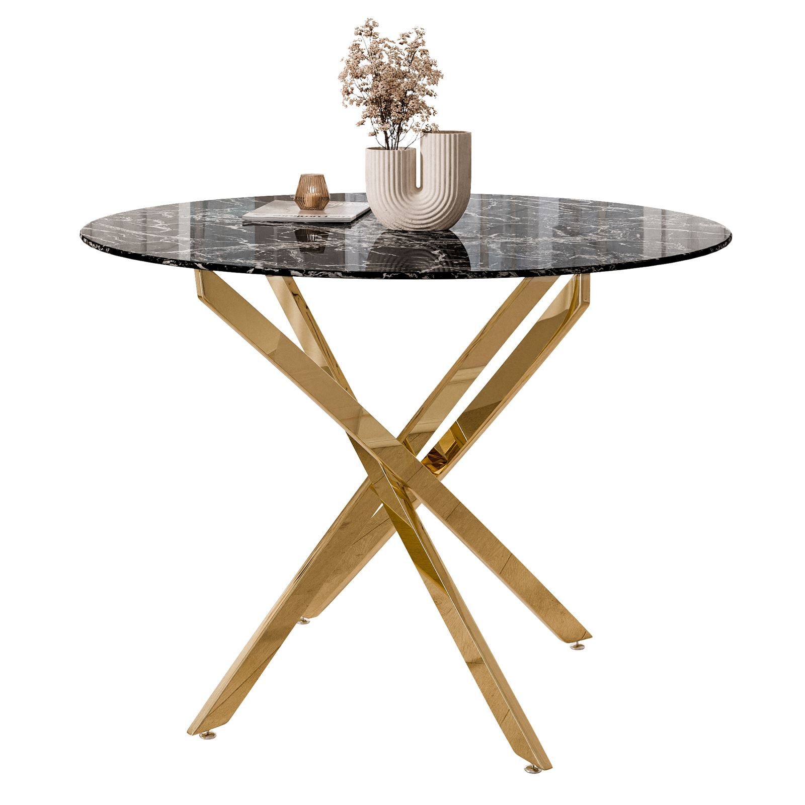 Lookway Esstisch CRISTAL II 100 cm Runder Esstisch mit Glasplatte, Durchmes günstig online kaufen