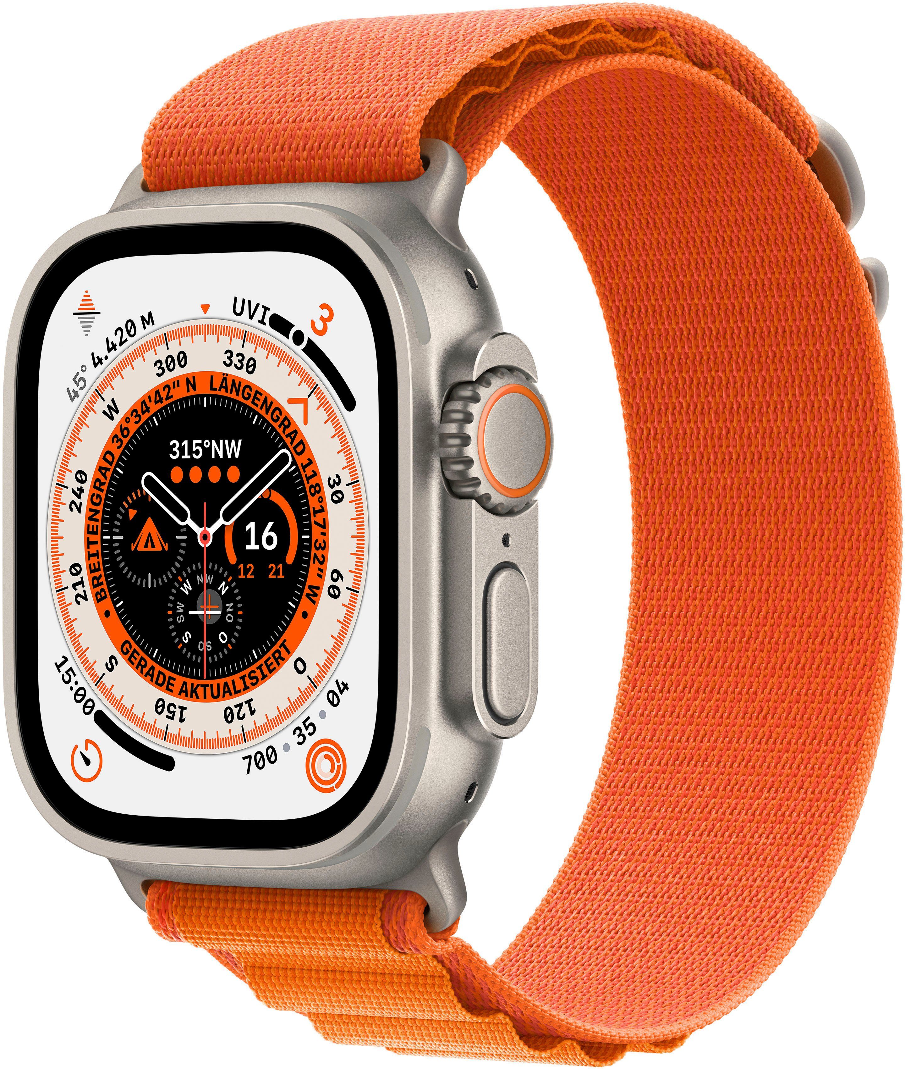 Apple Watch Ultra GPS + Cellular 49mm Alpine S Watch, Gemacht für extreme Anforderungen Orange Alpine S | Apple Watch