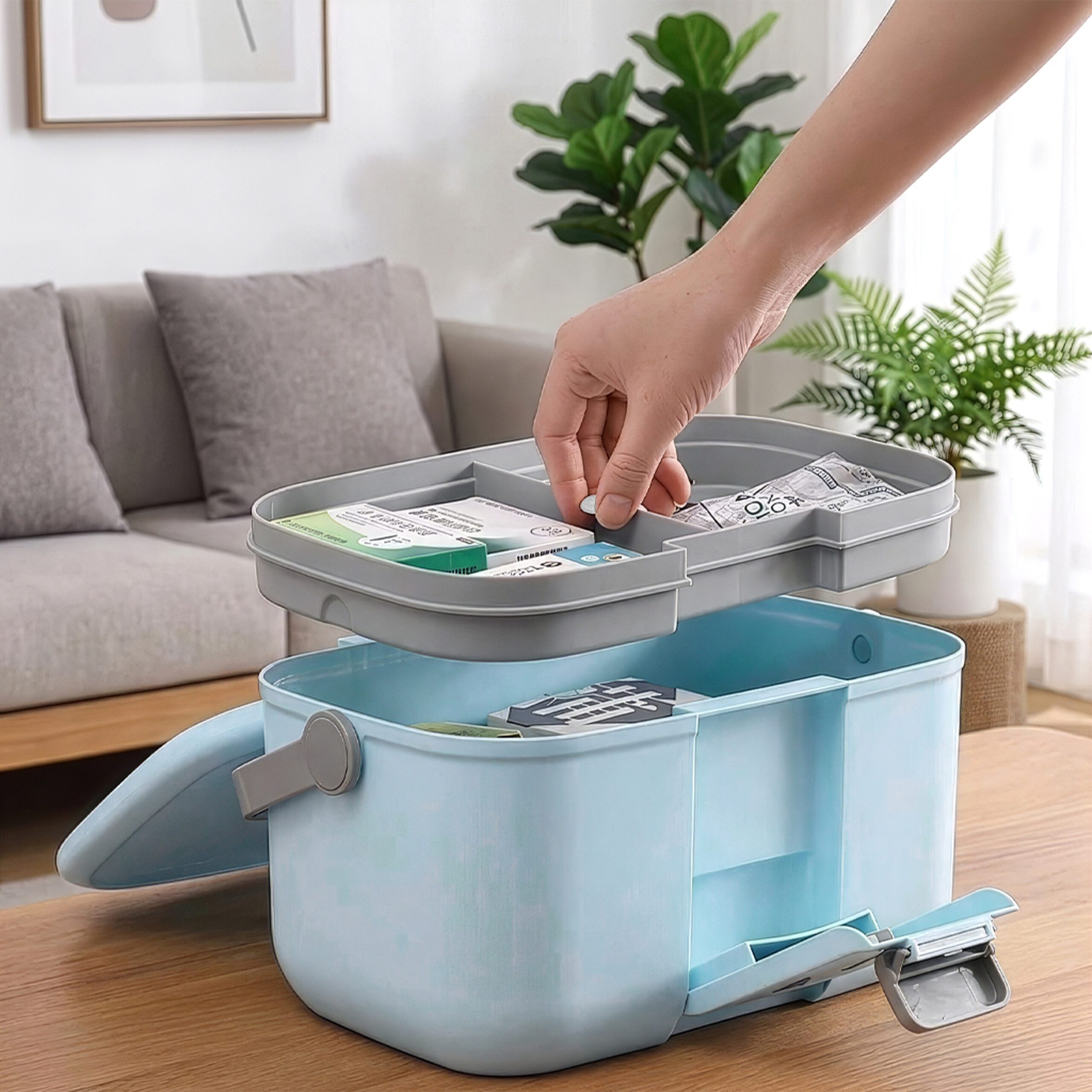 relaxdays Erste-Hilfe-Koffer Medizinbox aus Kunststoff, (1 St), blau – Bild 5 von 5