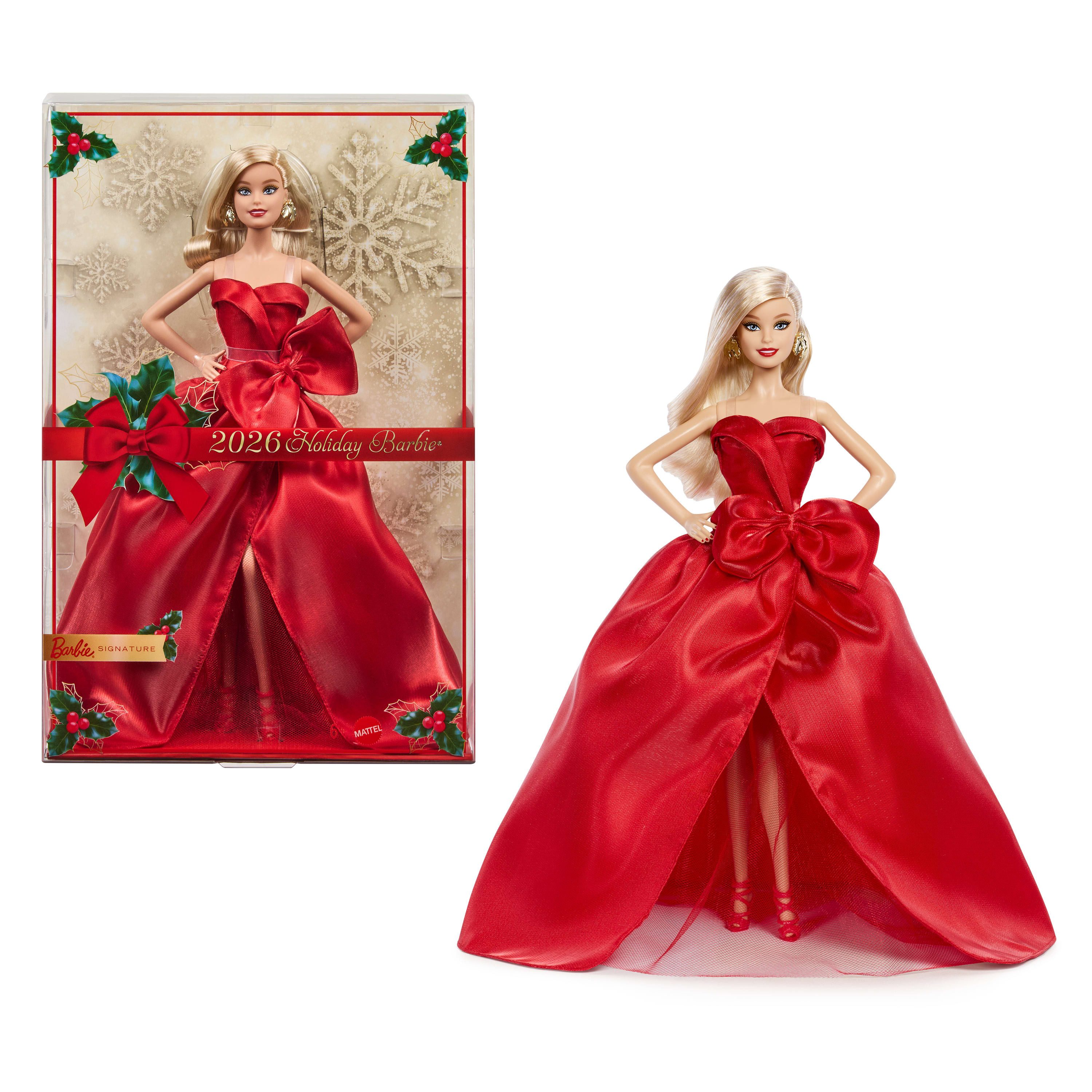 Barbie Anziehpuppe Holiday Barbie blond mit rotem Kleid, Sammlerpuppe